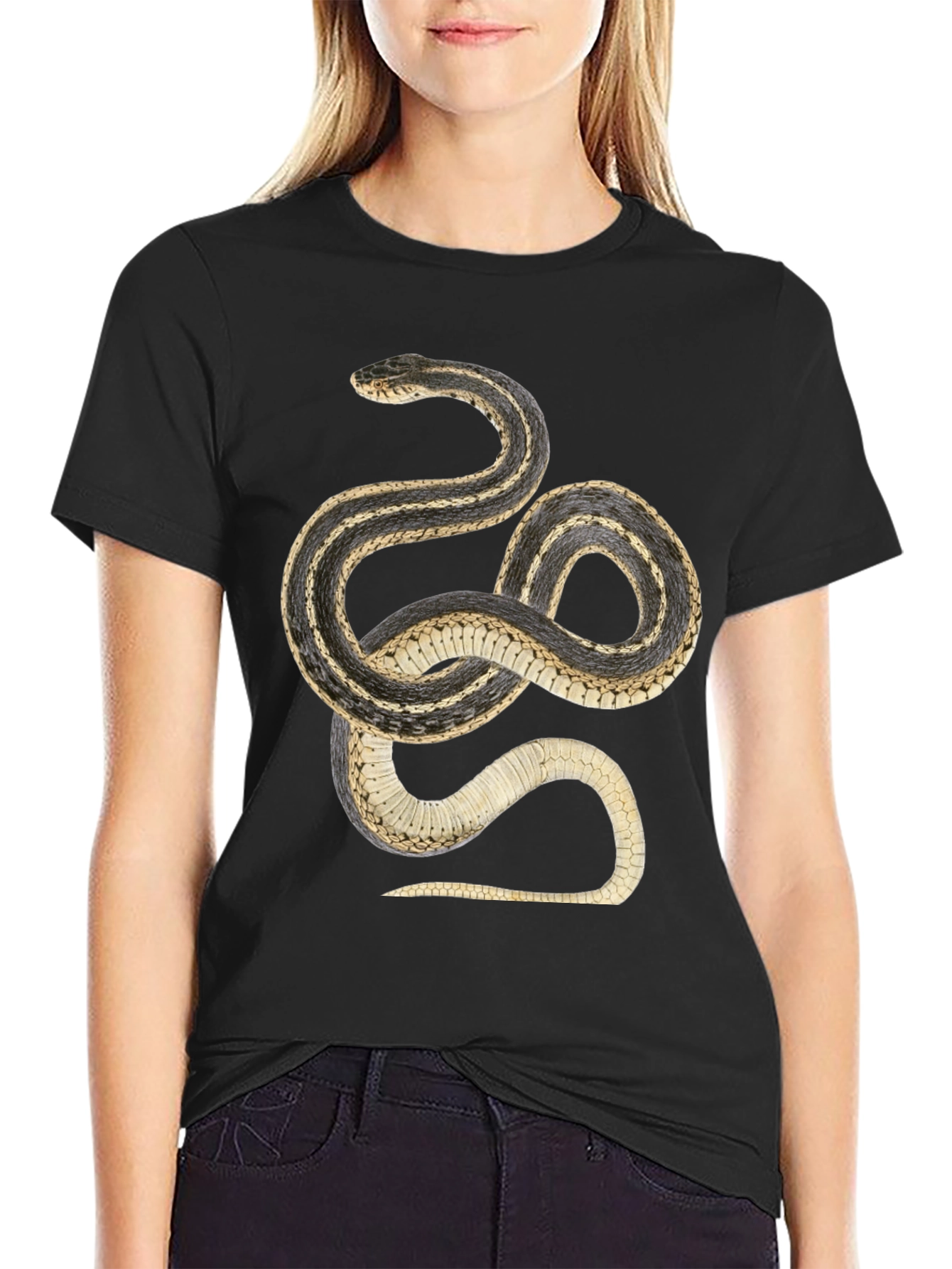 Black Snake Graphic T-Shirt - Black Cotton Tee view 2