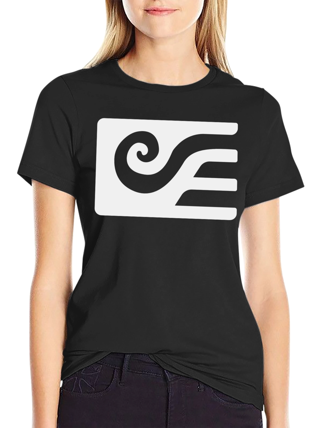 Black Modern Abstract Graphic T-Shirt - Black view 2