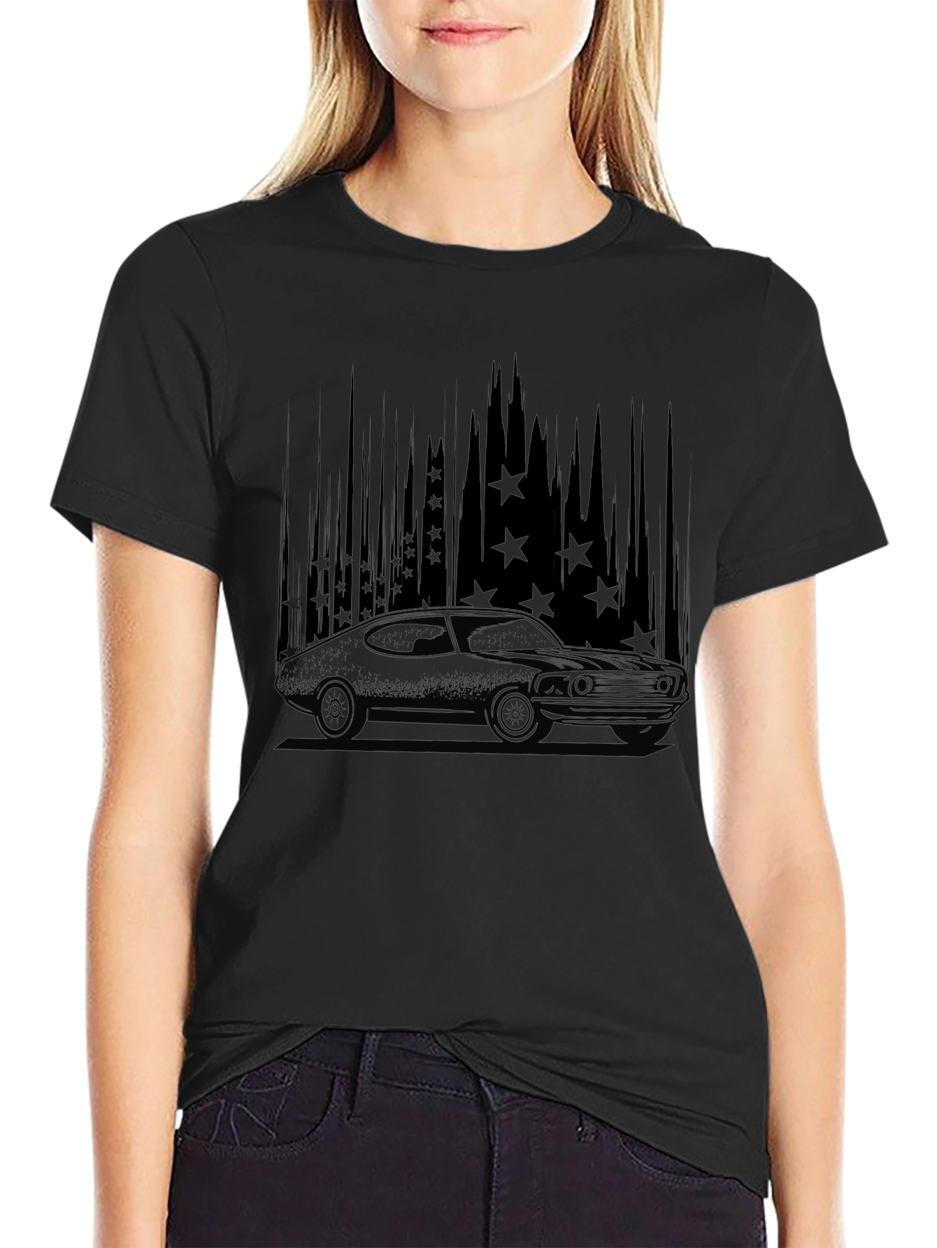 Black Vintage Car Graphic T-Shirt - Classic Style view 2