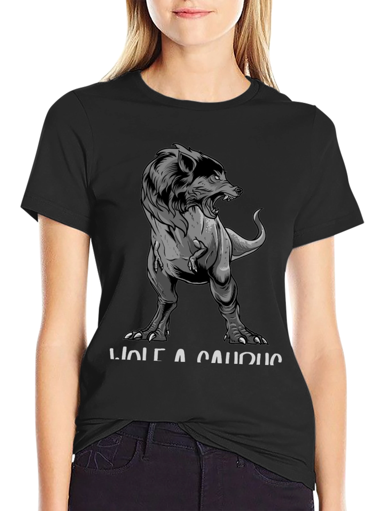 Black Wolf-a-Saurus T-Shirt view 2