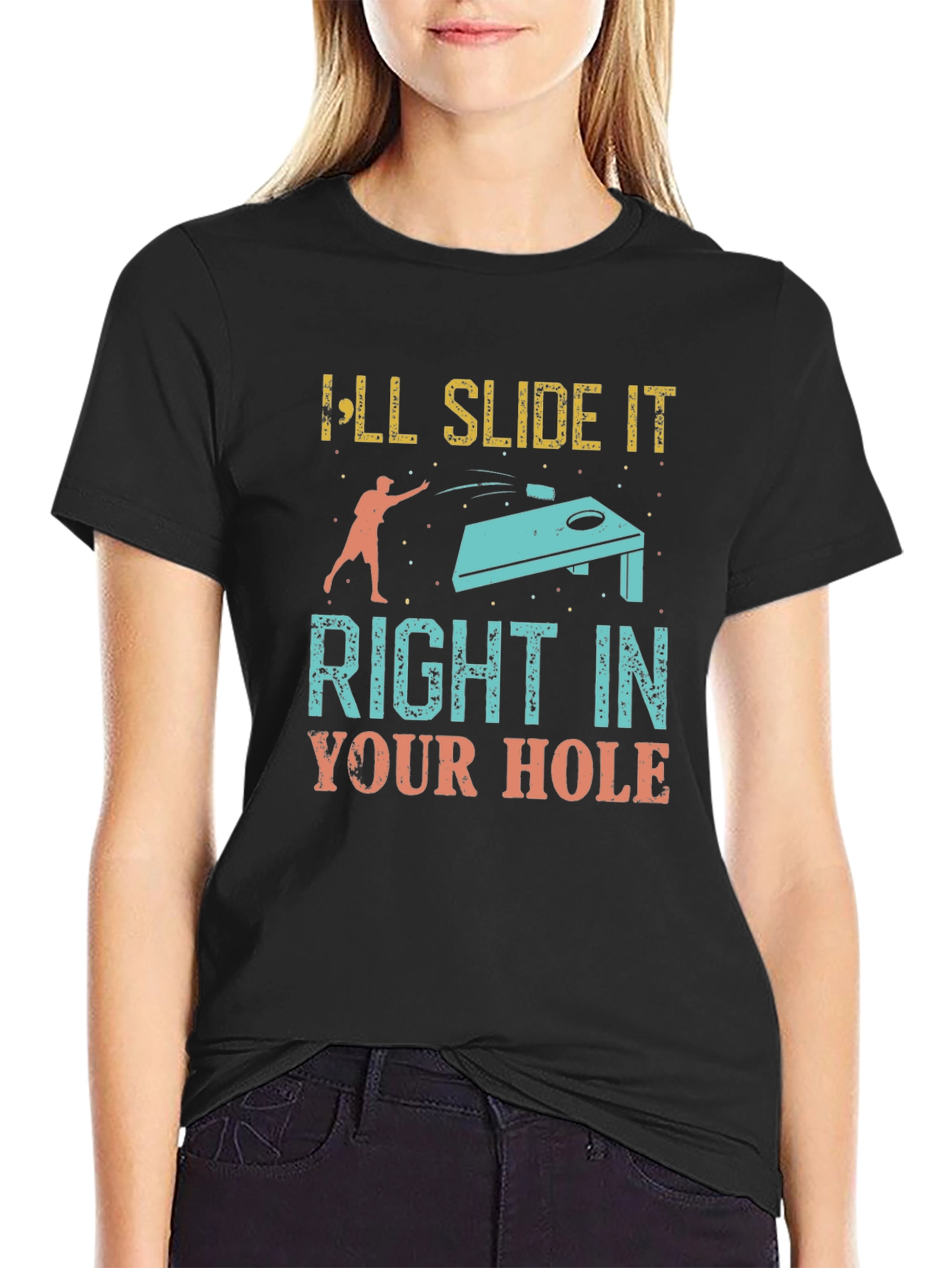 Black I'll Slide It Right In Your Hole T-Shirt view 2