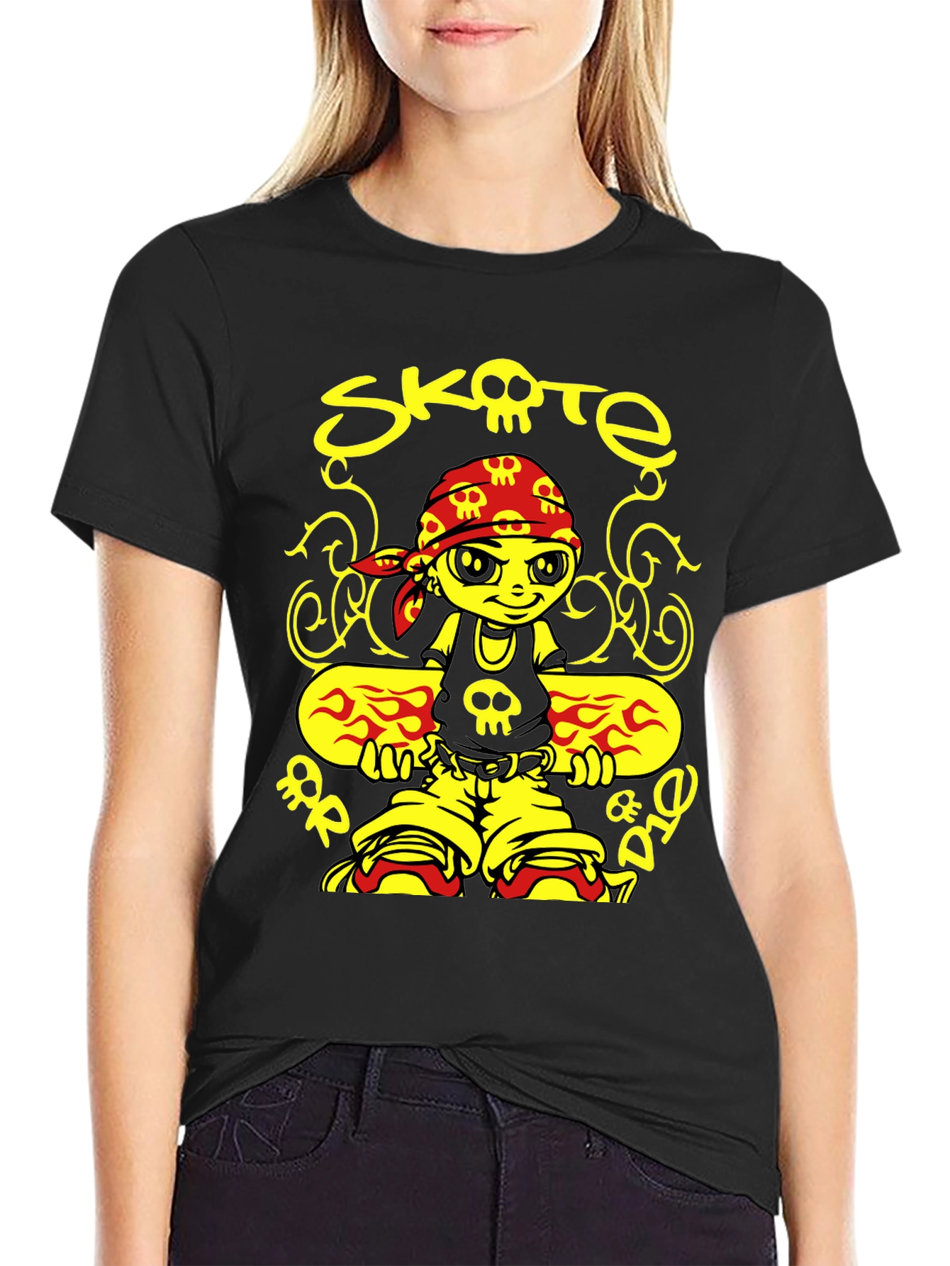 Black Skate or Die Cartoon Graphic T-Shirt view 2
