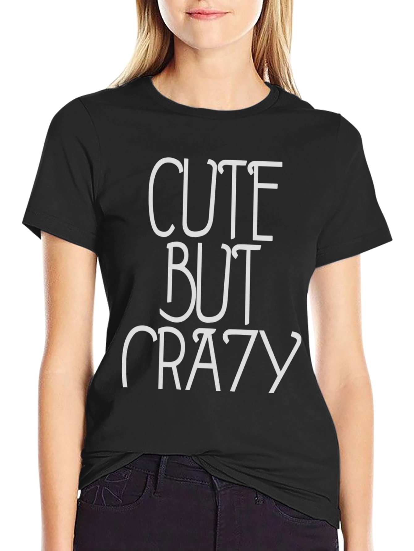 Black Cute But Crazy Graphic Tee view 2
