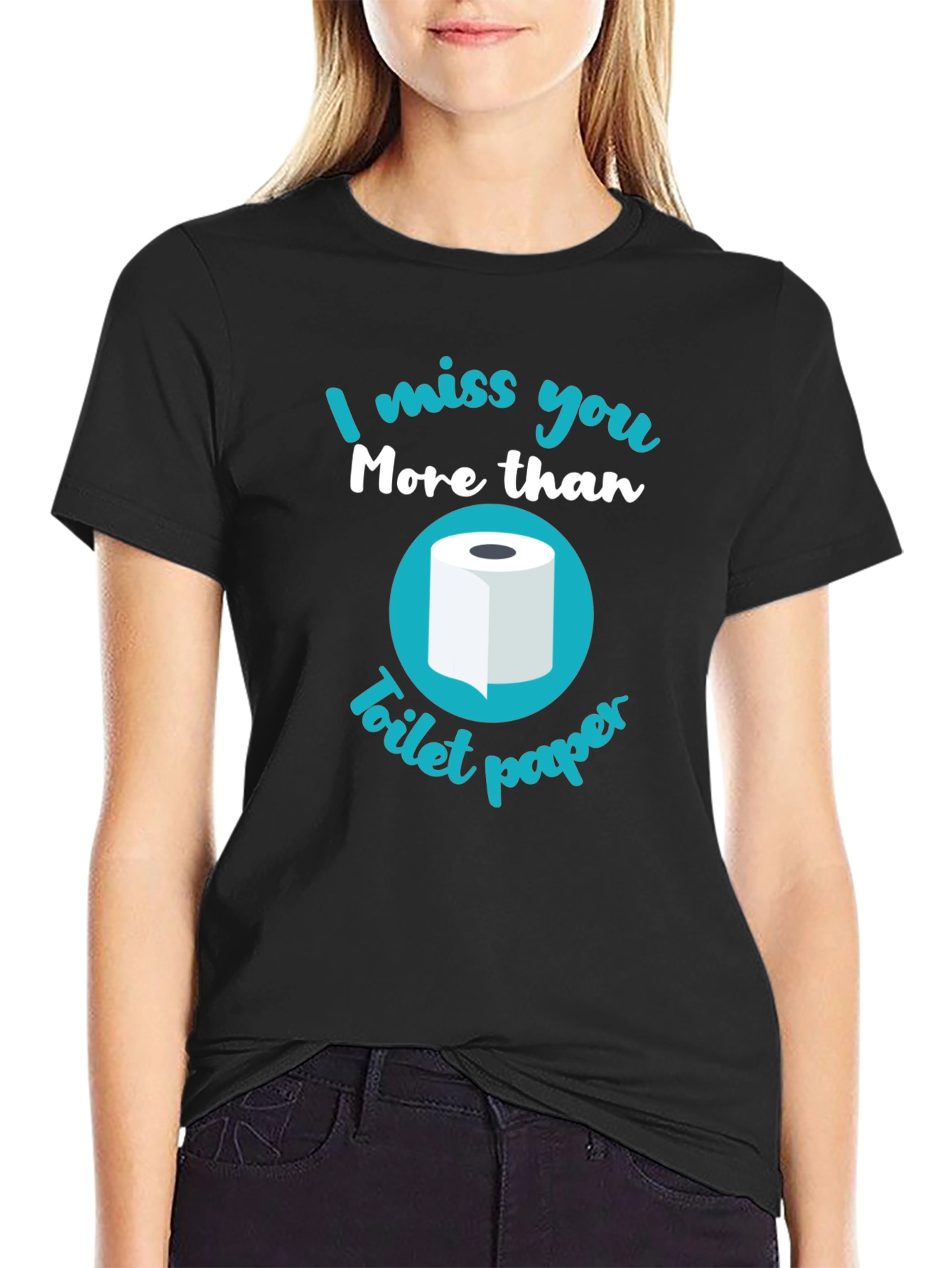 Black Funny Toilet Paper Graphic T-Shirt view 2