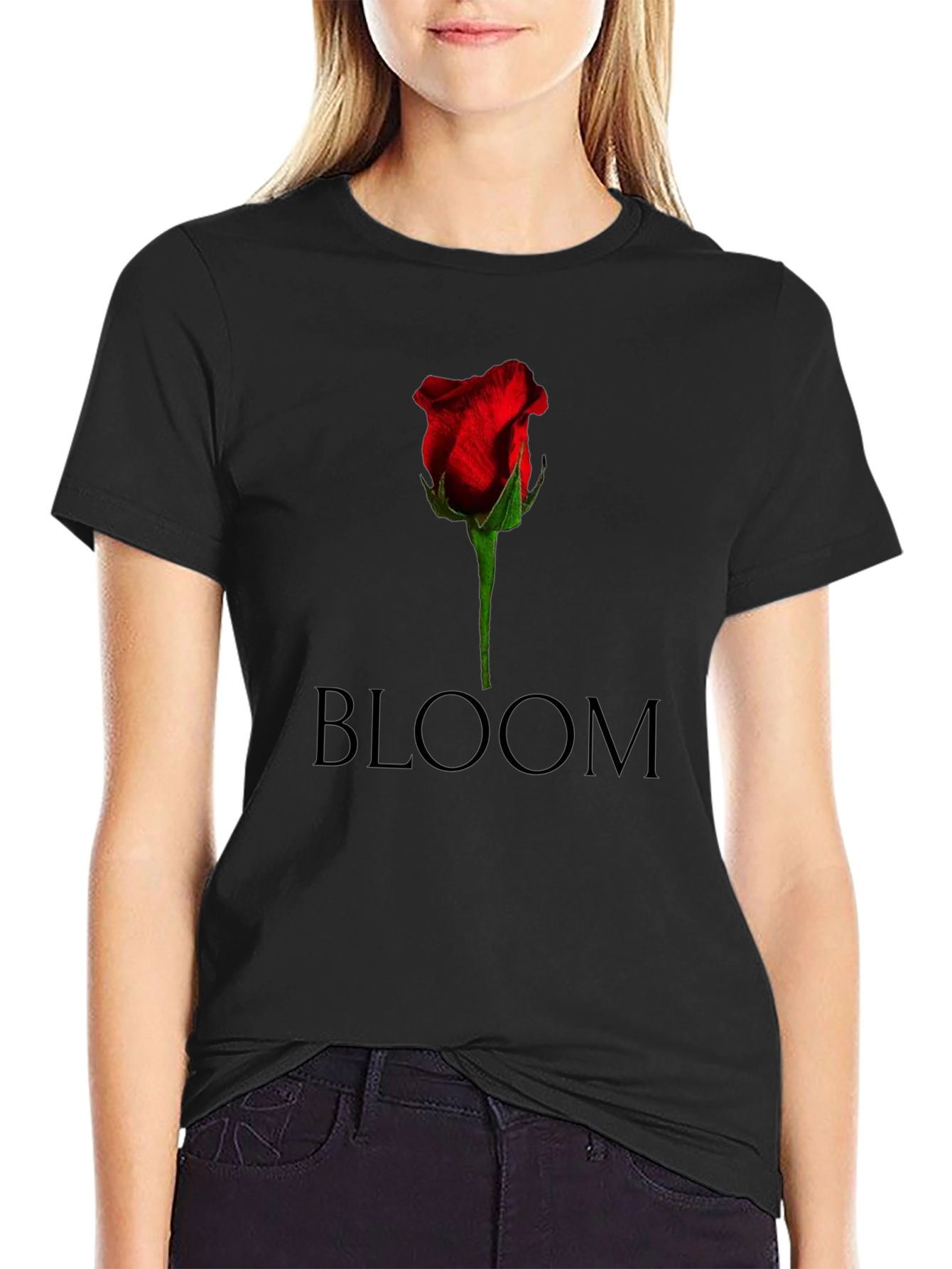 Black Bloom Rose Graphic Tee view 2
