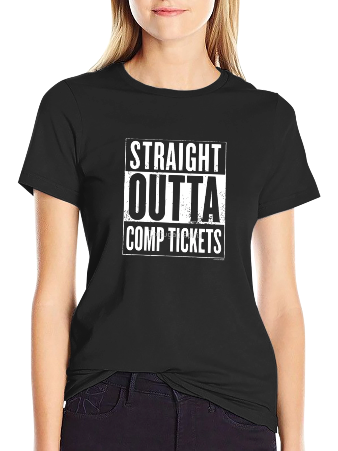 Black Straight Outta Comp Tickets Black Graphic T-Shirt view 2