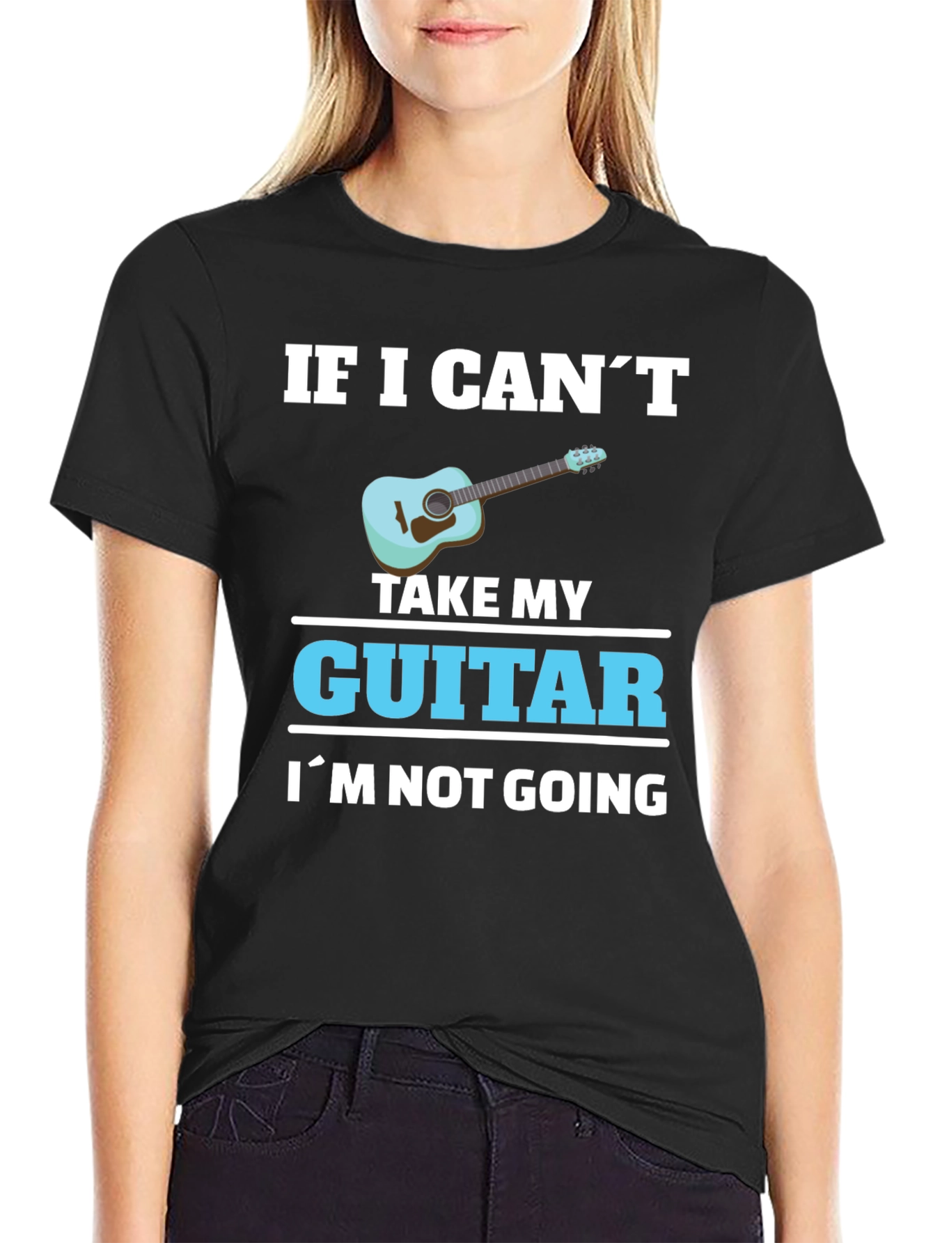 Black Guitar Lover T-Shirt: If I Can't Take My Guitar... view 2
