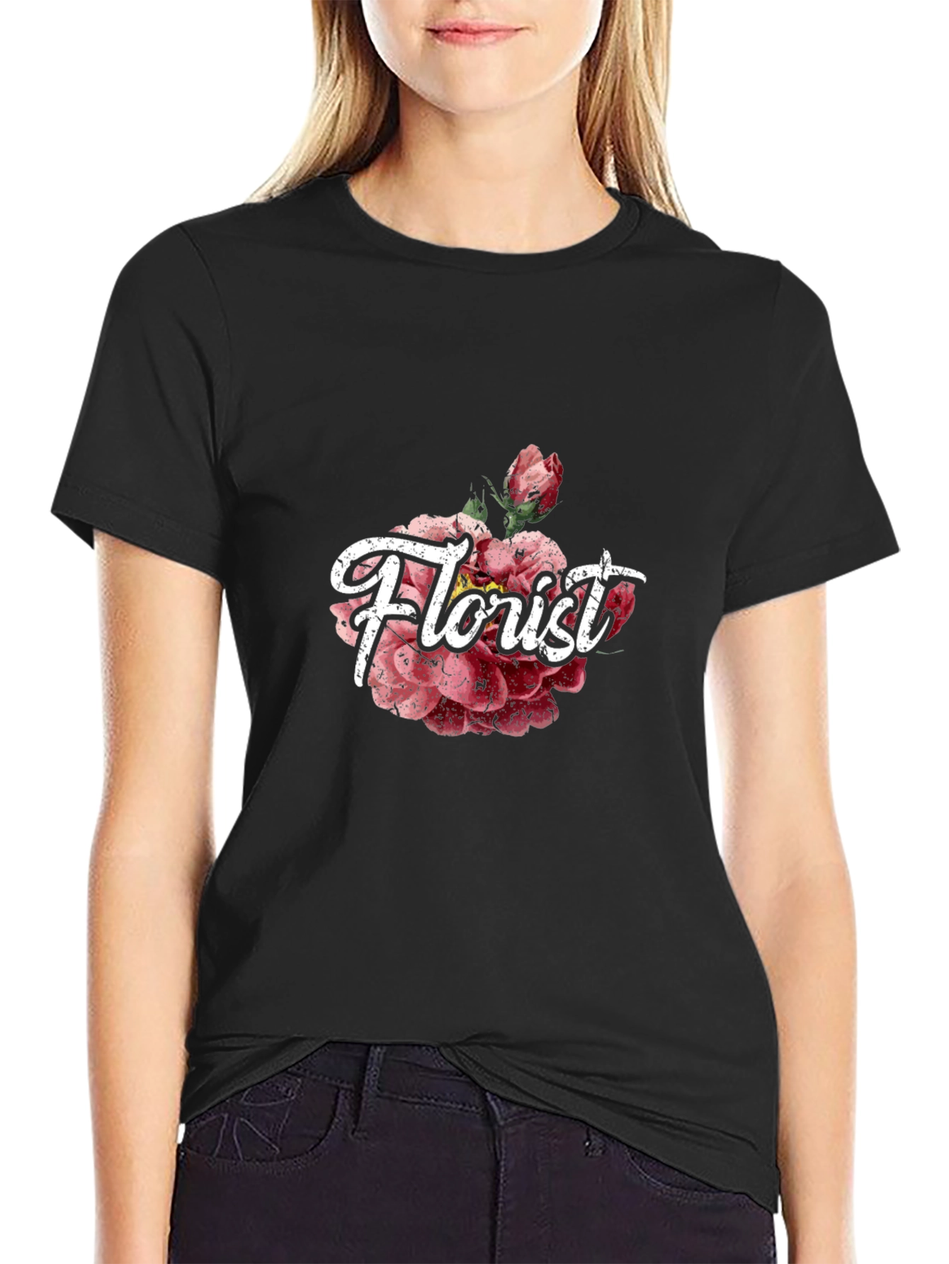 Black Florist Floral Graphic T-Shirt view 2