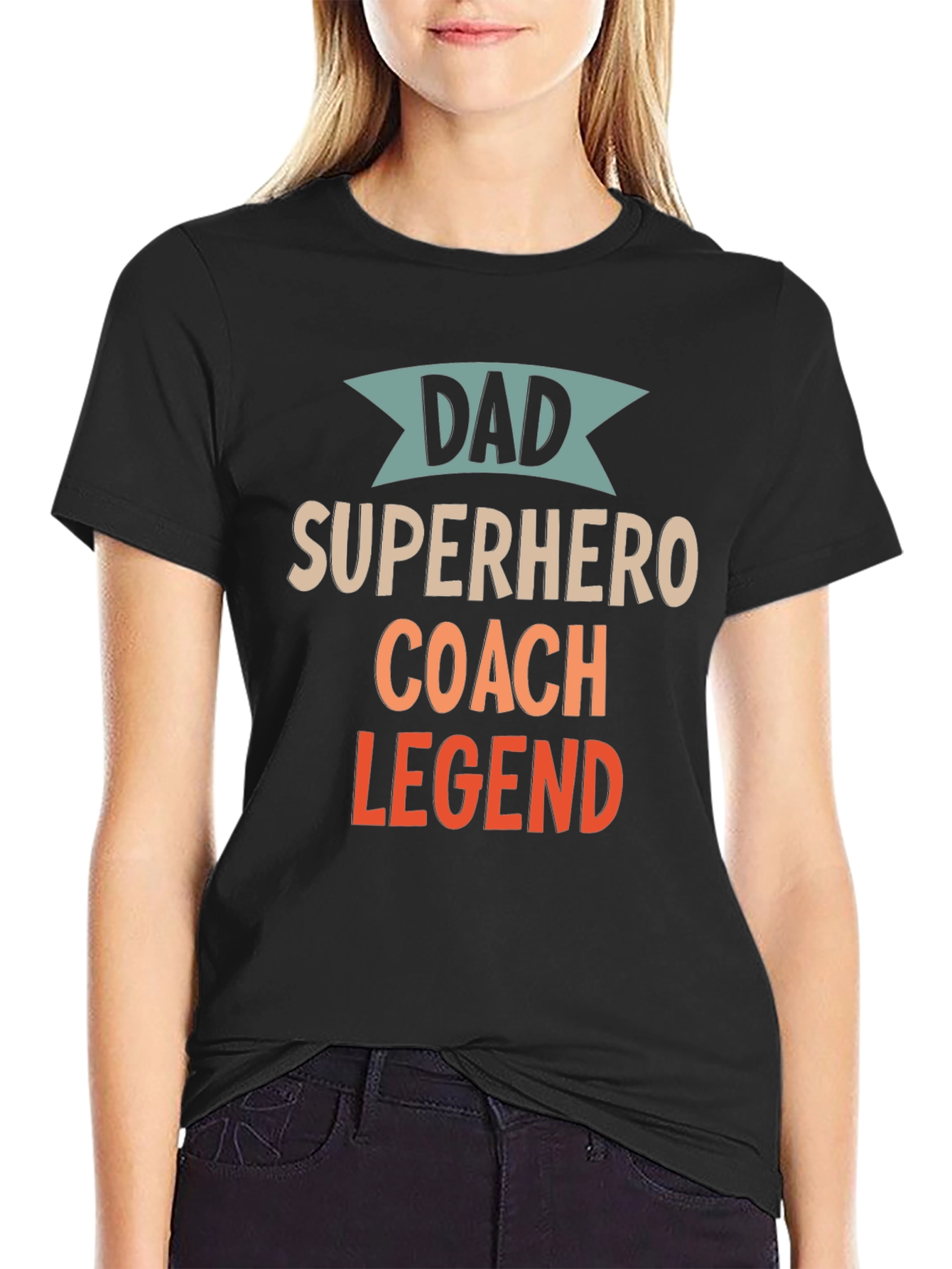 Black Dad Superhero Coach Legend T-Shirt view 2