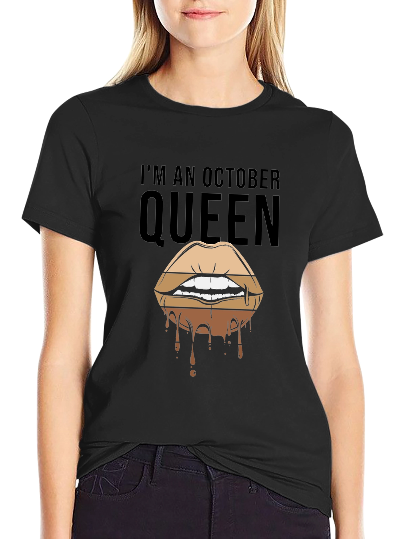 Black October Queen Lips Graphic T-Shirt - Black view 2