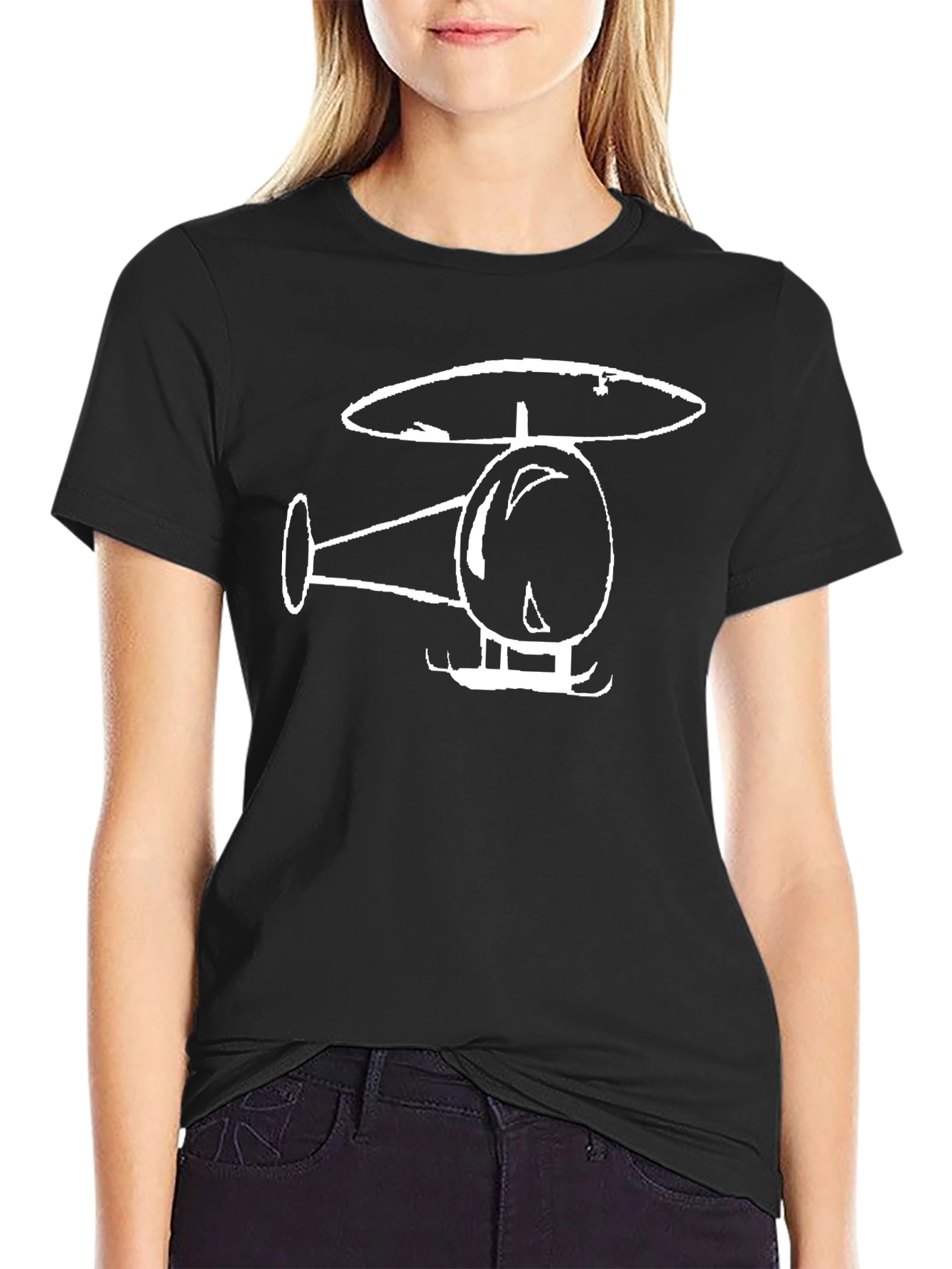 Black Black Helicopter Graphic Tee - Modern Crew Neck view 2