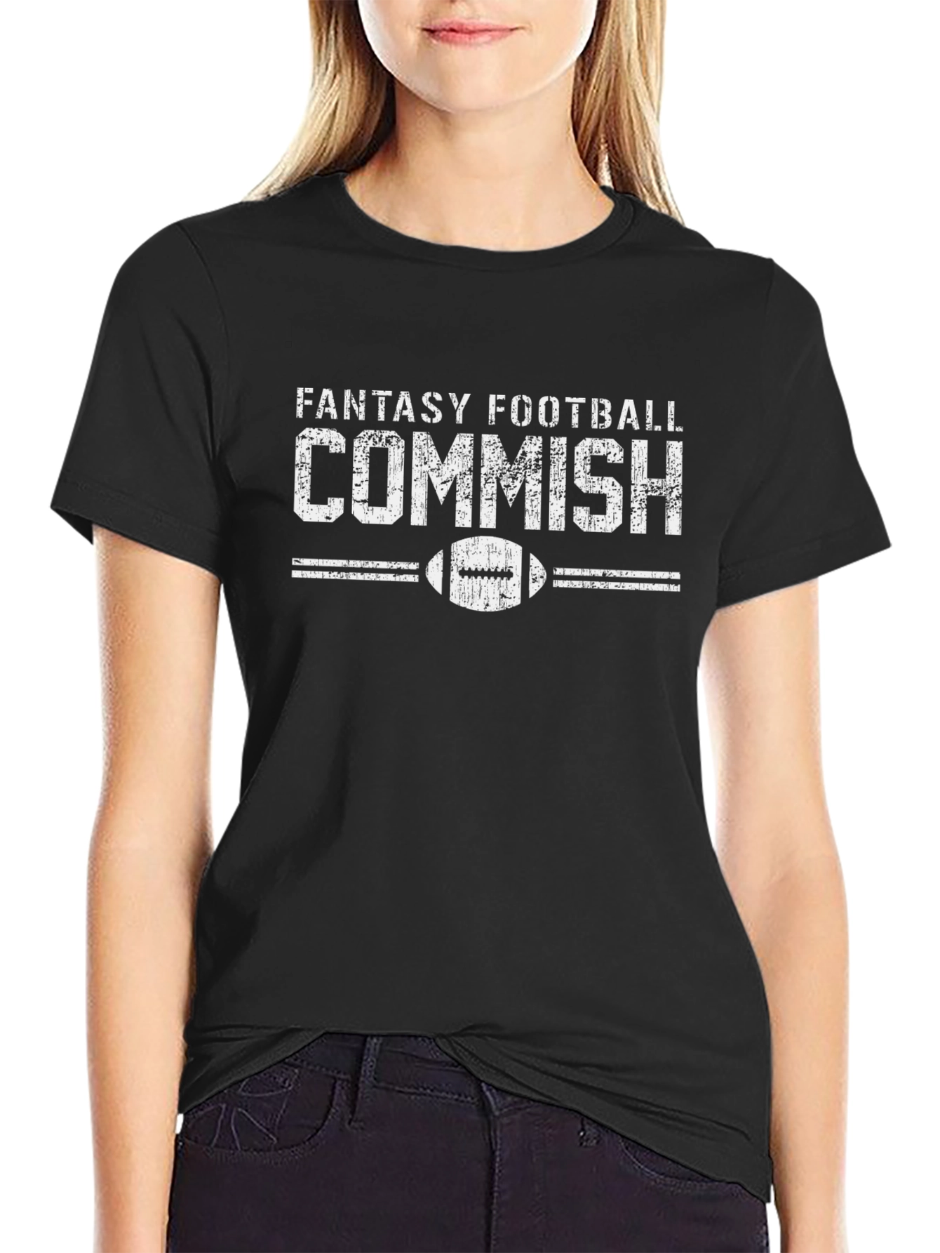 Black Fantasy Football Commish Graphic Tee view 2