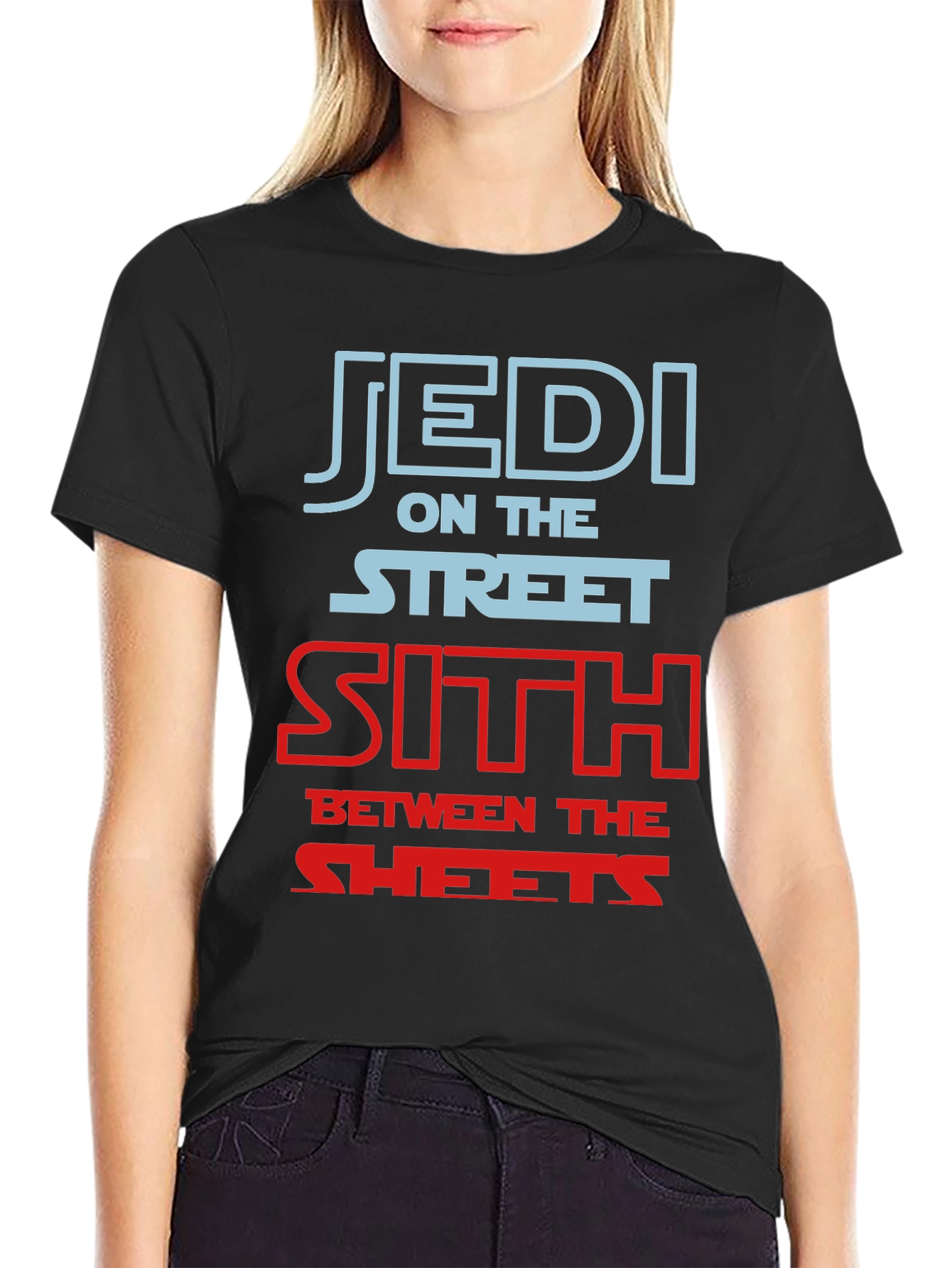 Black Jedi on the Street Sith in the Sheets T-Shirt view 2
