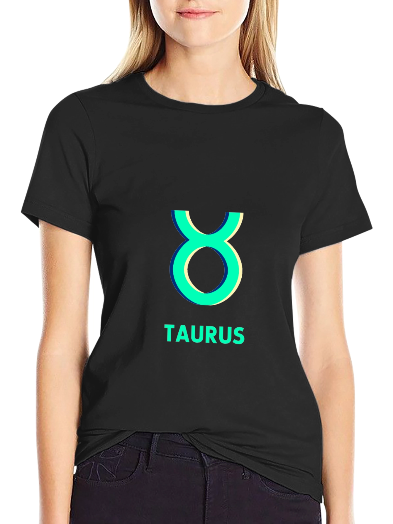 Black Taurus Zodiac Sign Black T-Shirt view 2