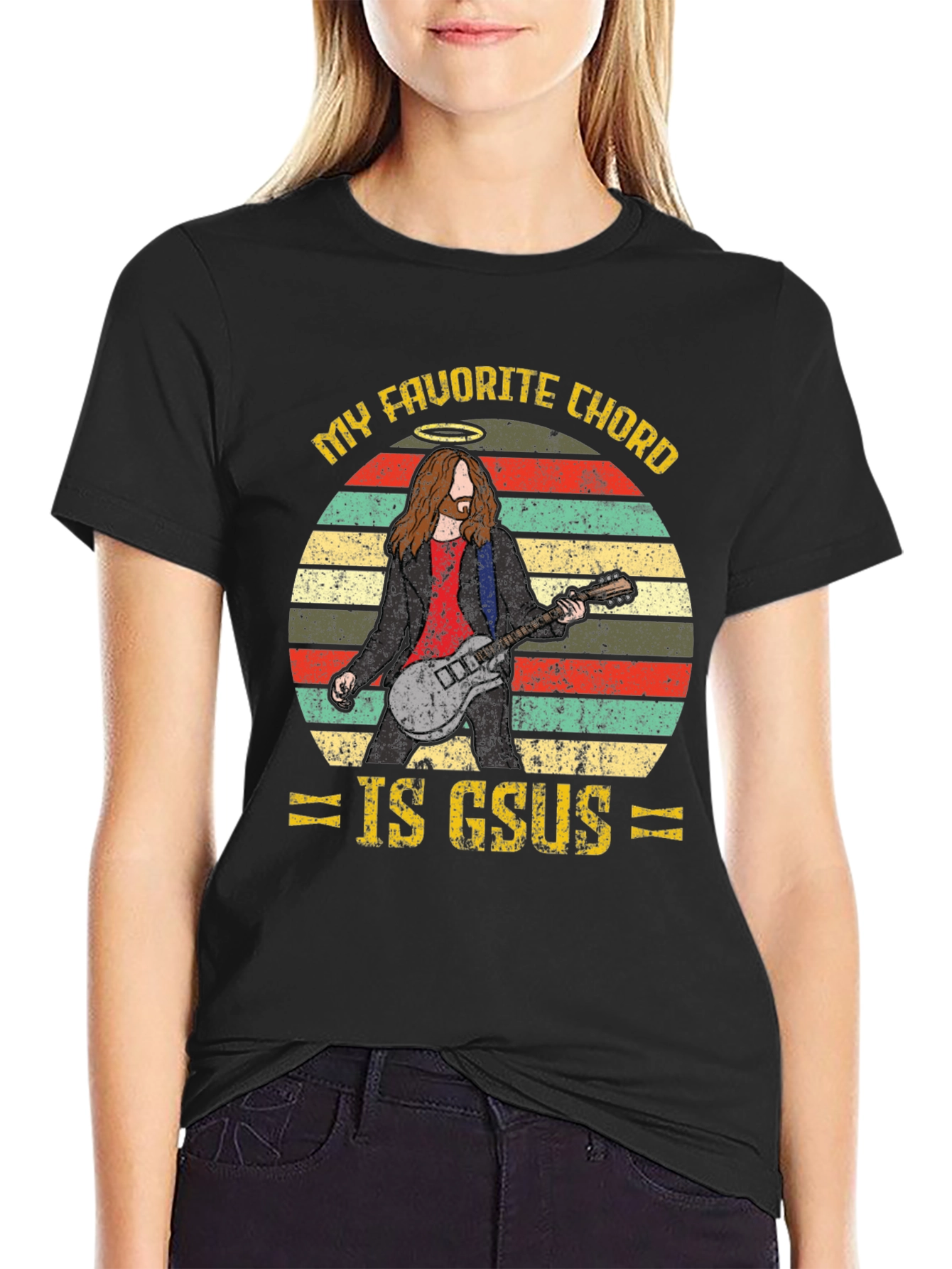 Black My Favorite Chord is GSUS Graphic Tee view 2