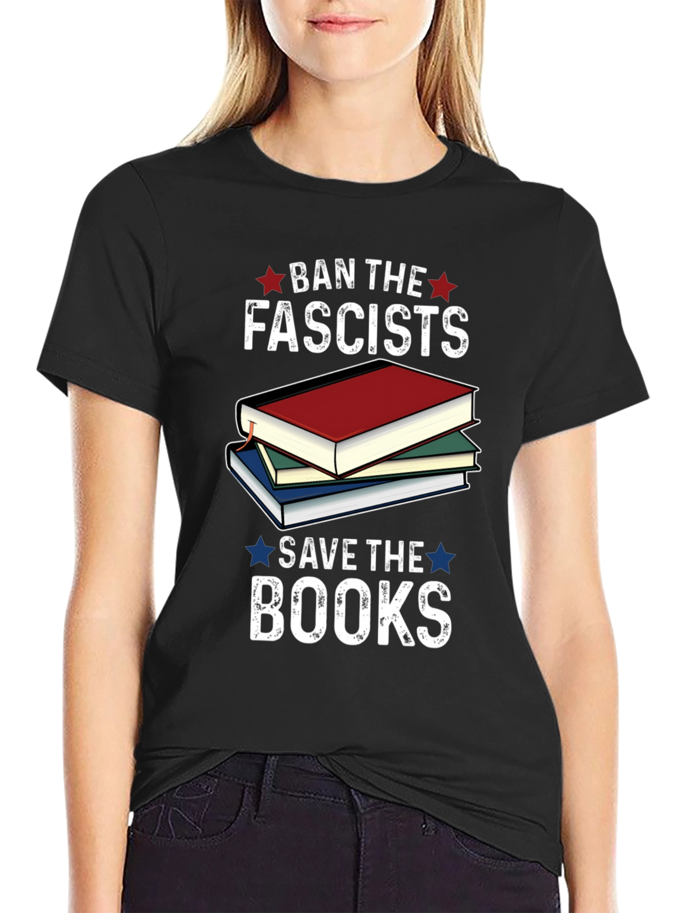 Black Ban the Fascists, Save the Books T-Shirt view 2