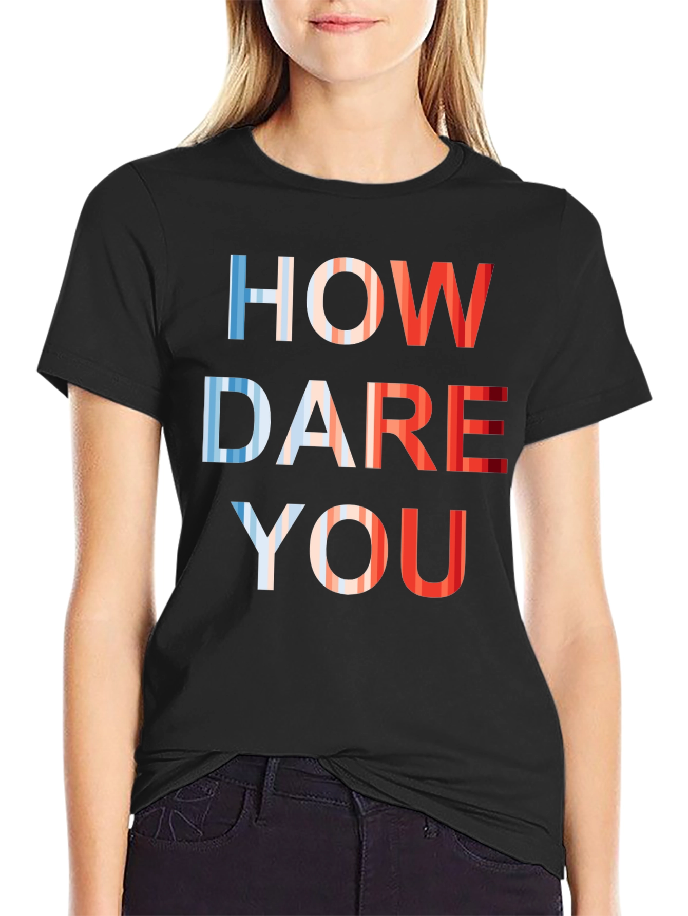 Black How Dare You Graphic T-Shirt - Patriotic Design view 2