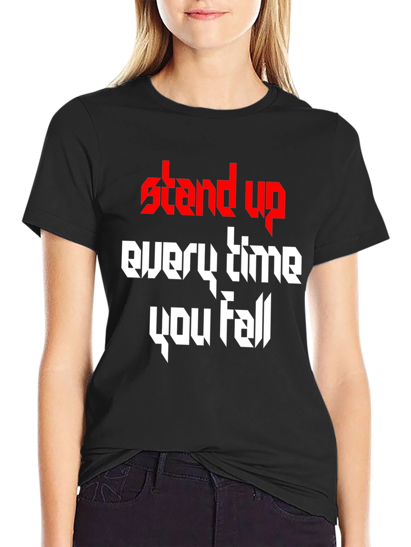 Black Stand Up T-Shirt - Inspirational Graphic Tee view 2
