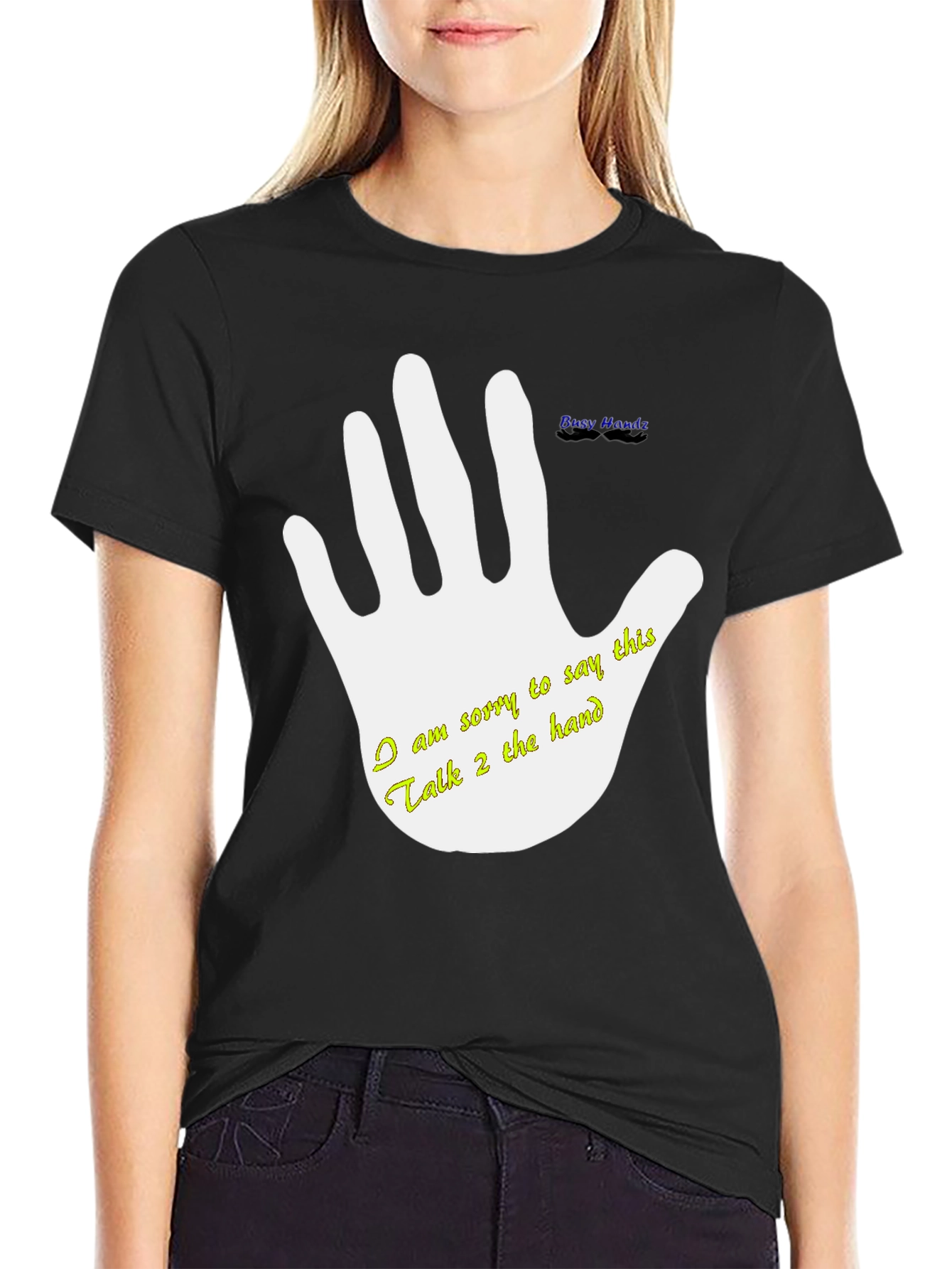 Black Talk to the Hand Graphic T-Shirt view 2