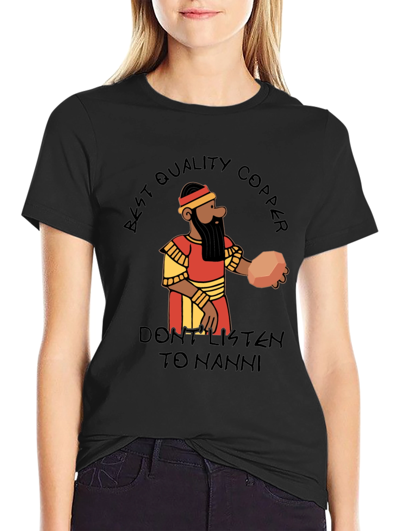 Black Best Quality Copper T-Shirt - Don't Listen to Nanni!  view 2