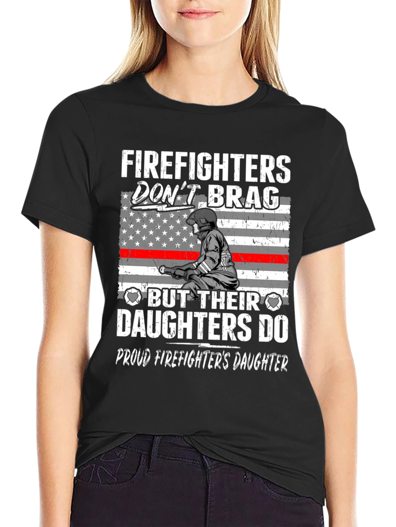 Black Firefighters Daughter Graphic Tee view 2