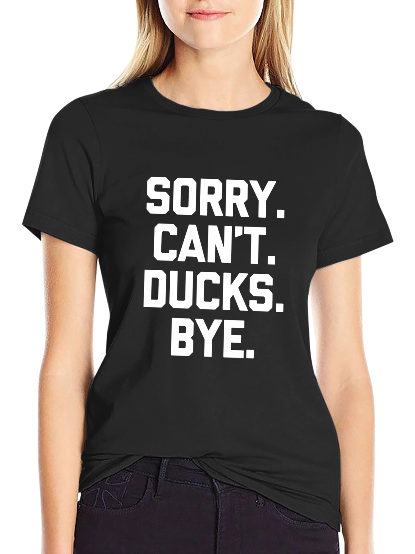 Black Sorry Can't Ducks Bye T-Shirt - Funny Duck Lover Tee view 2