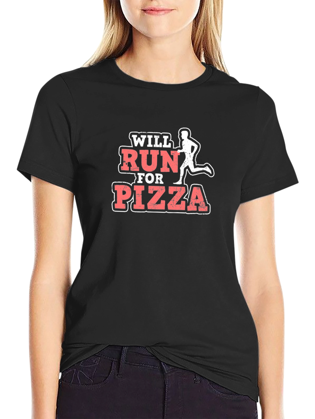 Black Will Run for Pizza Funny Graphic Tee view 2
