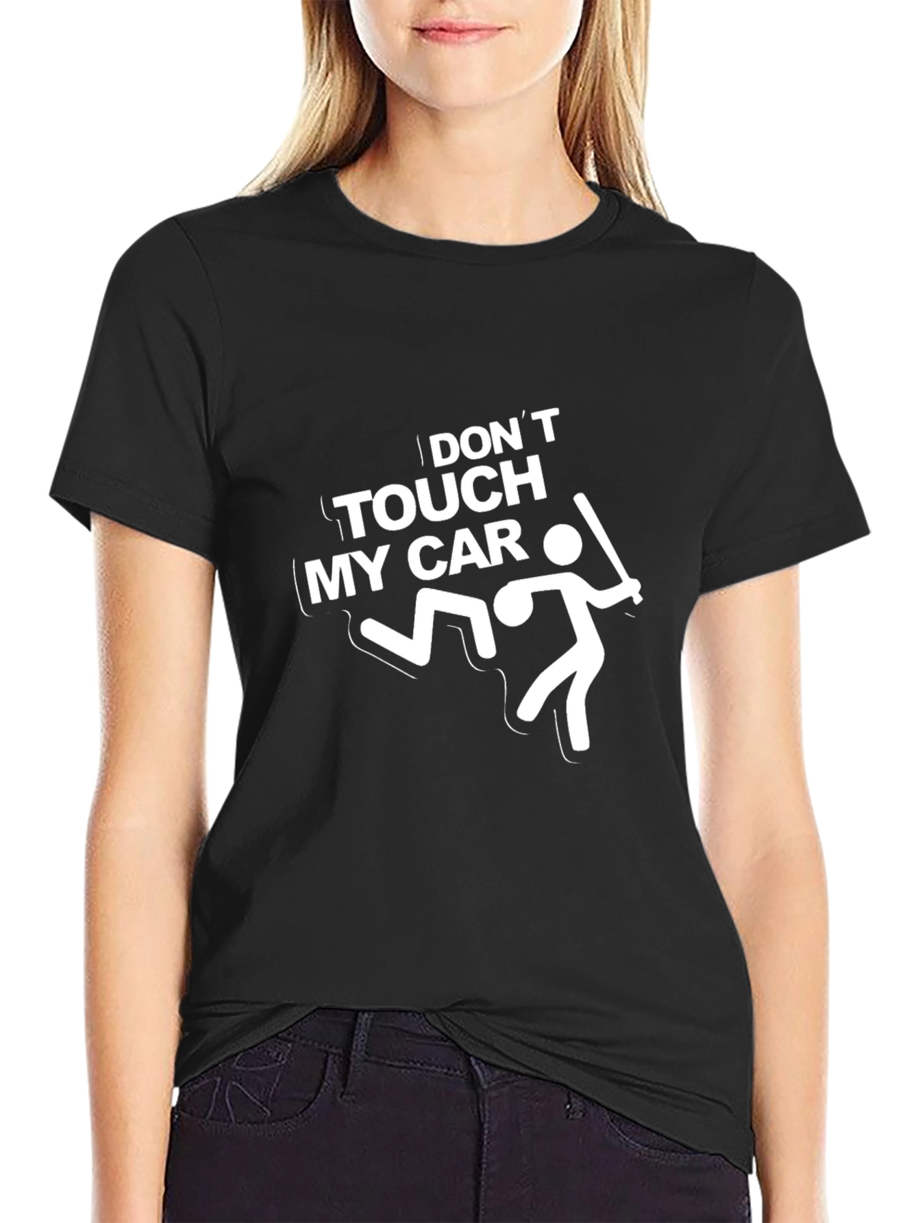 Black Don't Touch My Car Funny Graphic Tee view 2