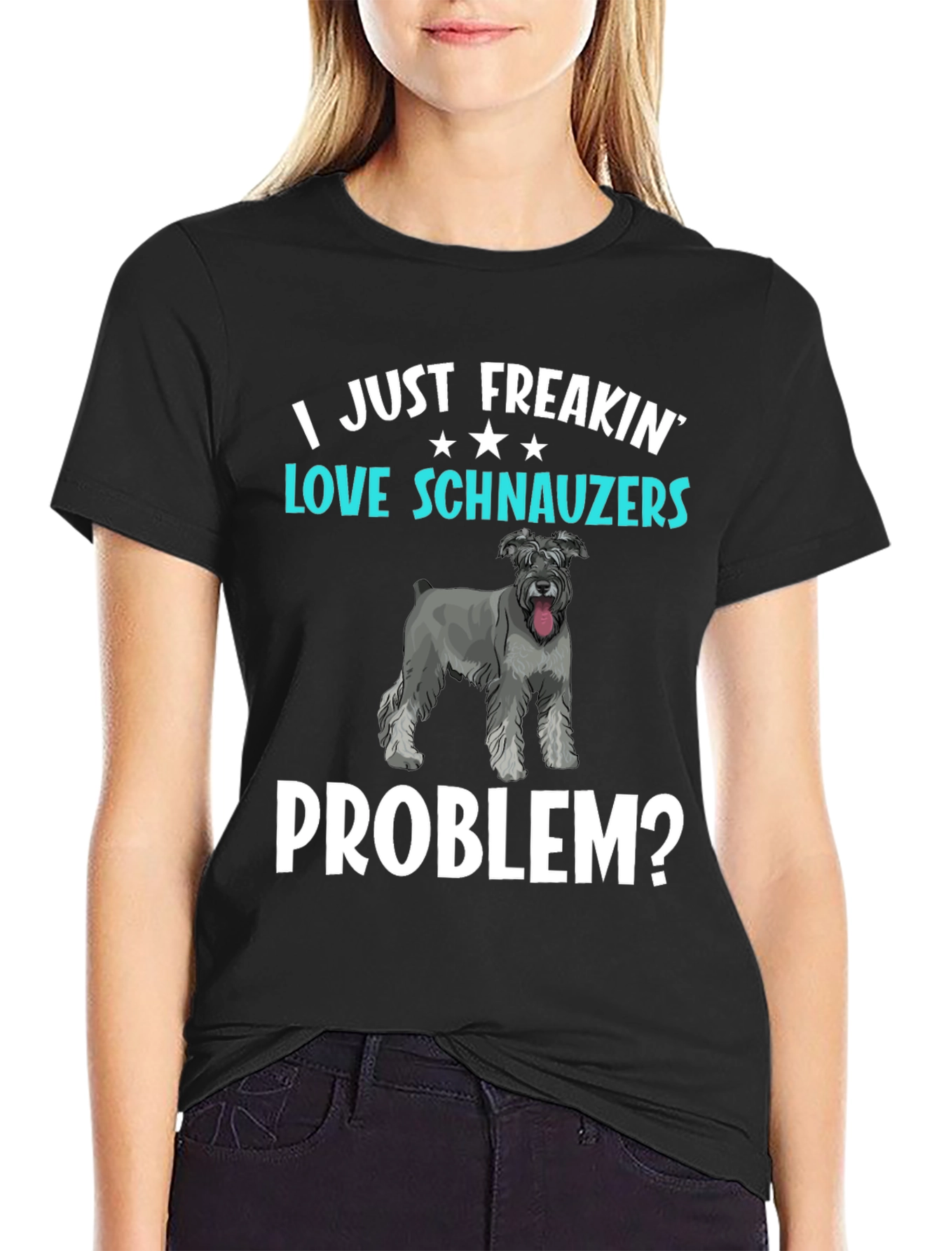 Black I Love Schnauzers T-Shirt Funny Dog Lover Tee view 2