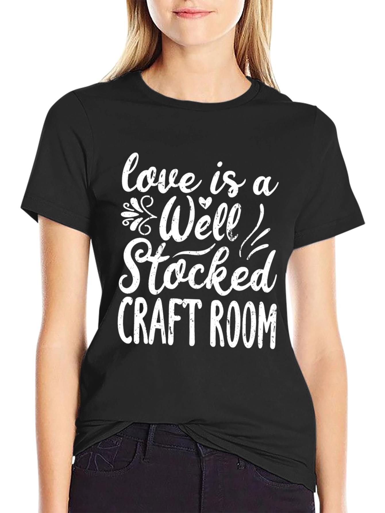 Love is a Well Stocked Craft Room Black Graphic Tee - 2