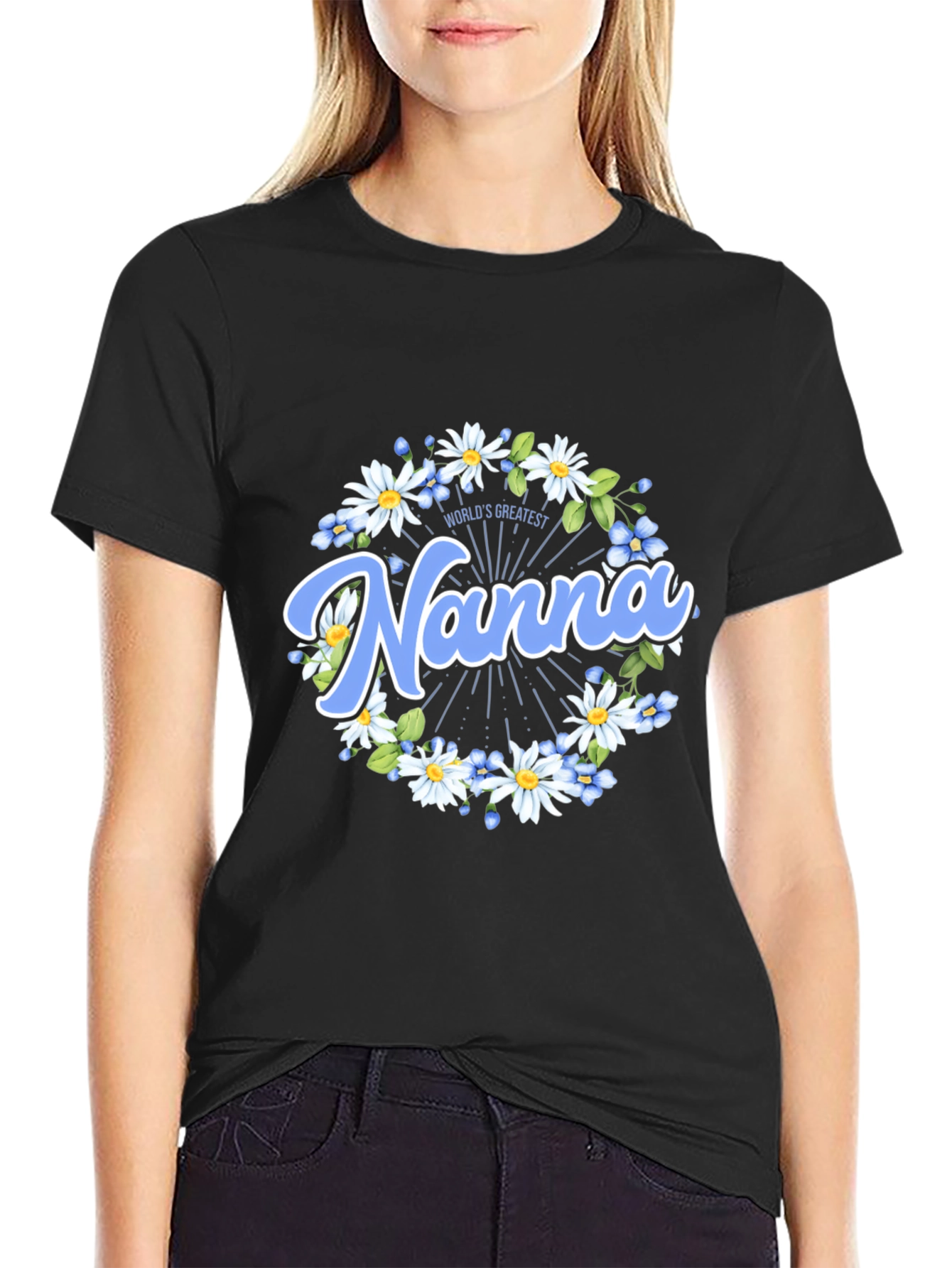 Black World's Greatest Nanna Graphic T-Shirt view 2