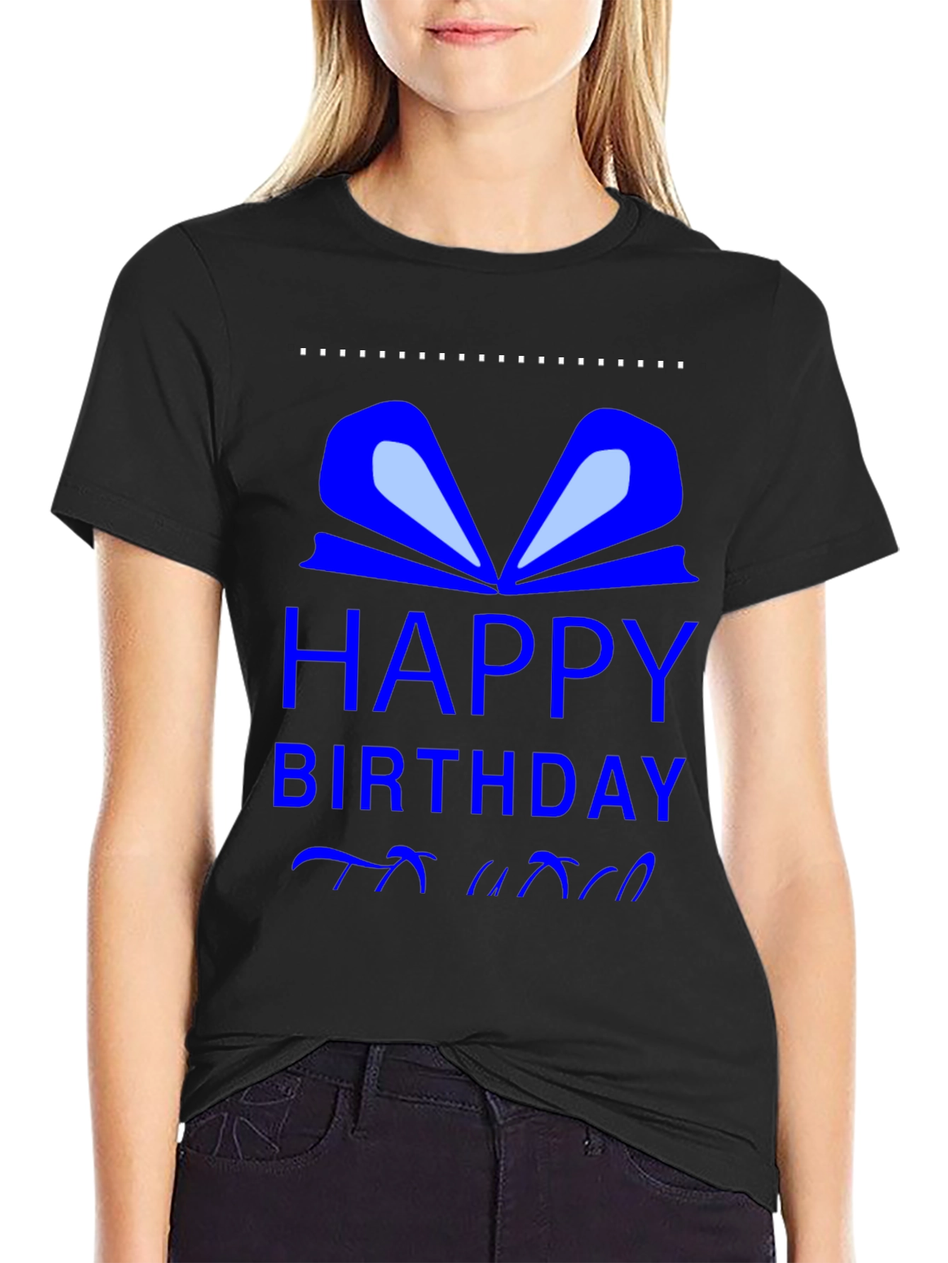 Black Happy Birthday Gift T-Shirt view 2
