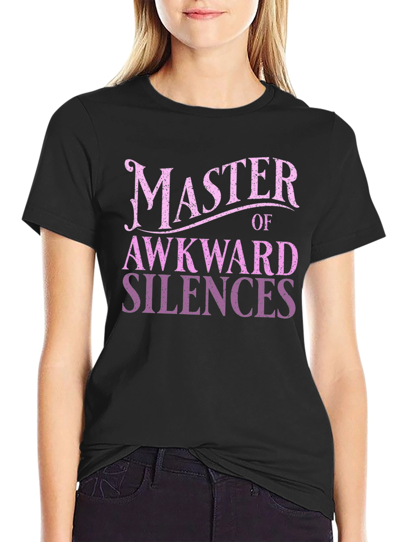 Black Master of Awkward Silences T-Shirt - Funny Graphic Tee view 2