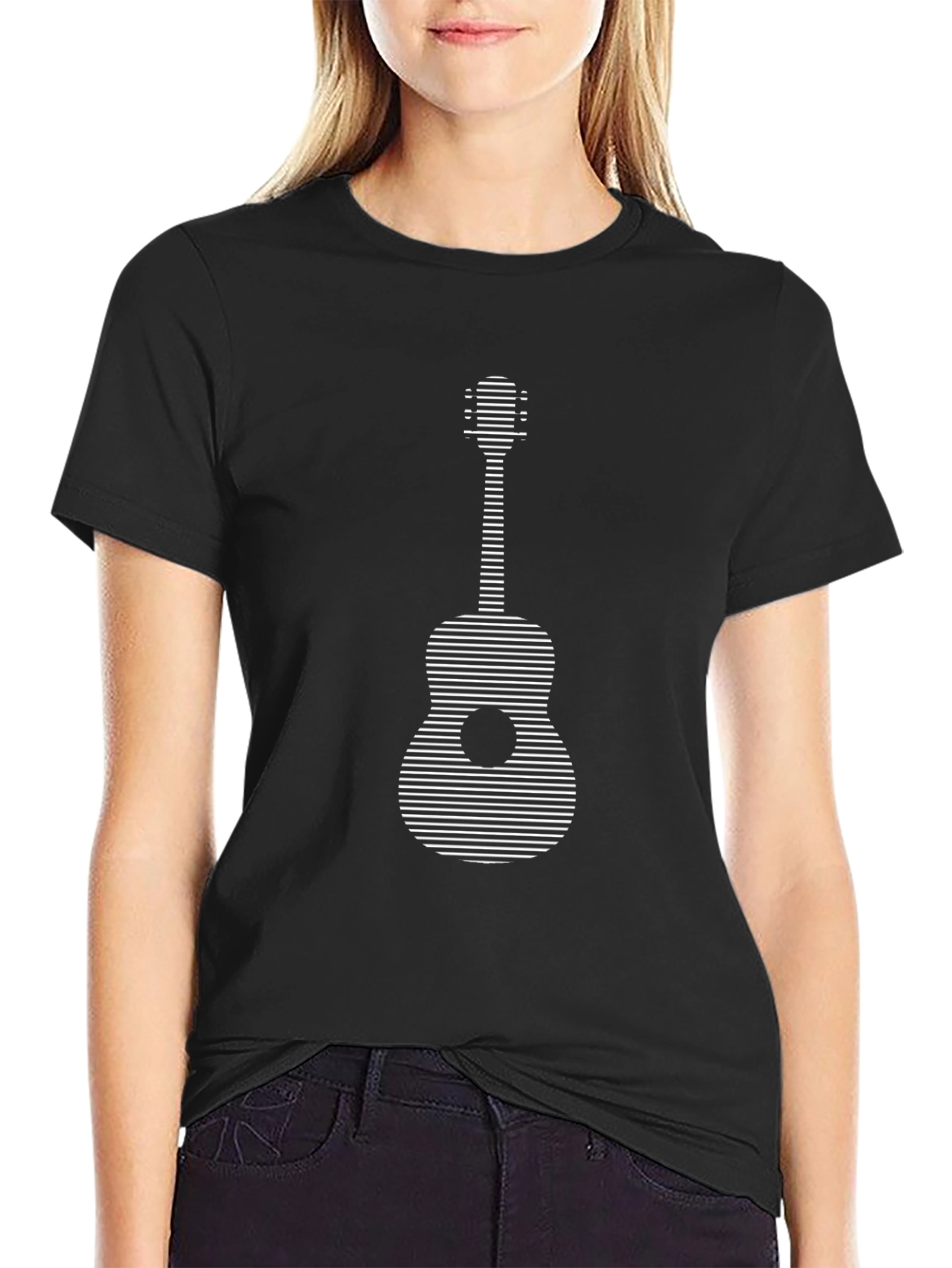 Black Guitar Graphic Tee - Musician Style view 2