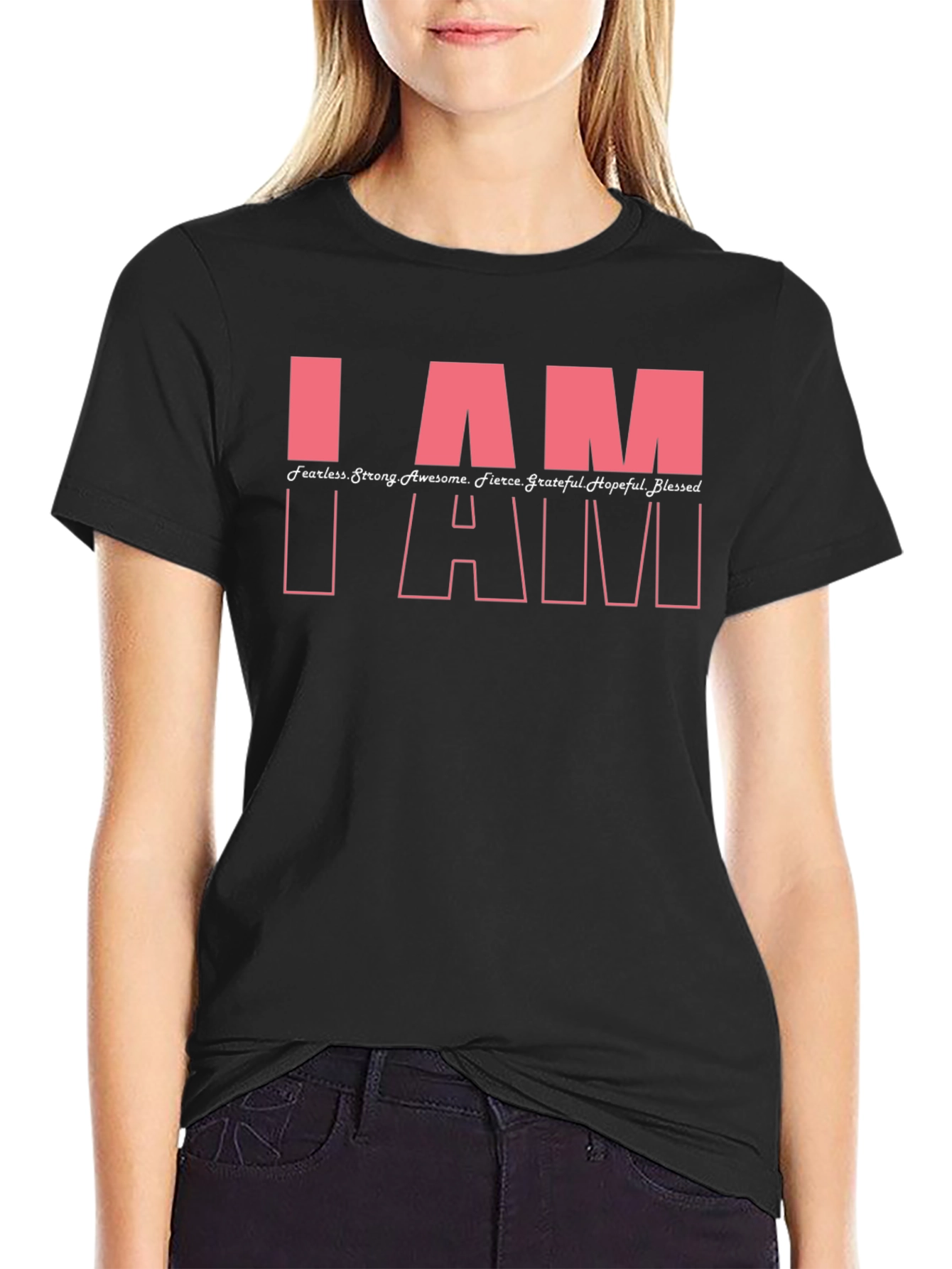 Black Empowering I AM T-Shirt - Black view 2