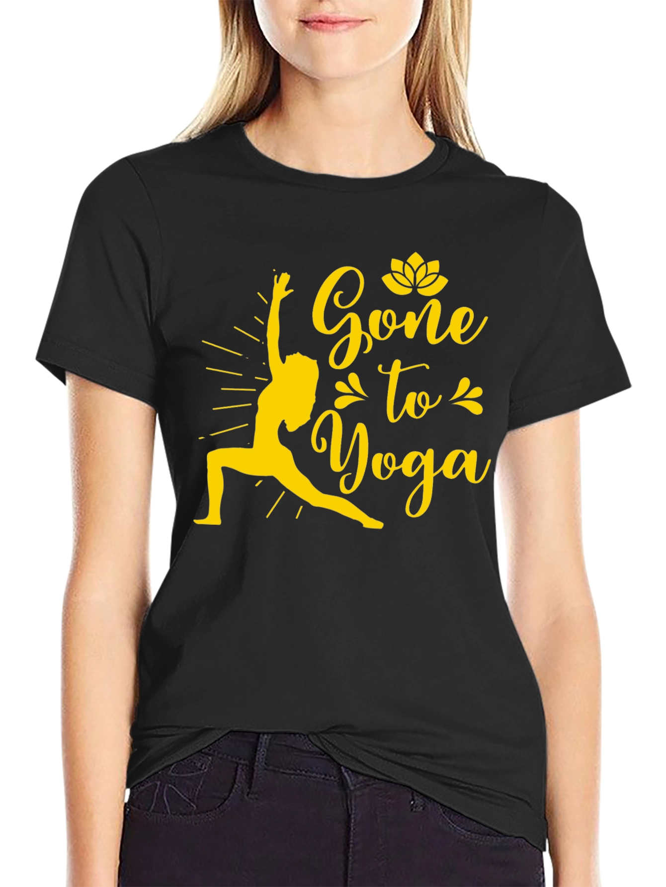 Black Gone to Yoga Graphic Tee - Men's Black Cotton T-Shirt view 2