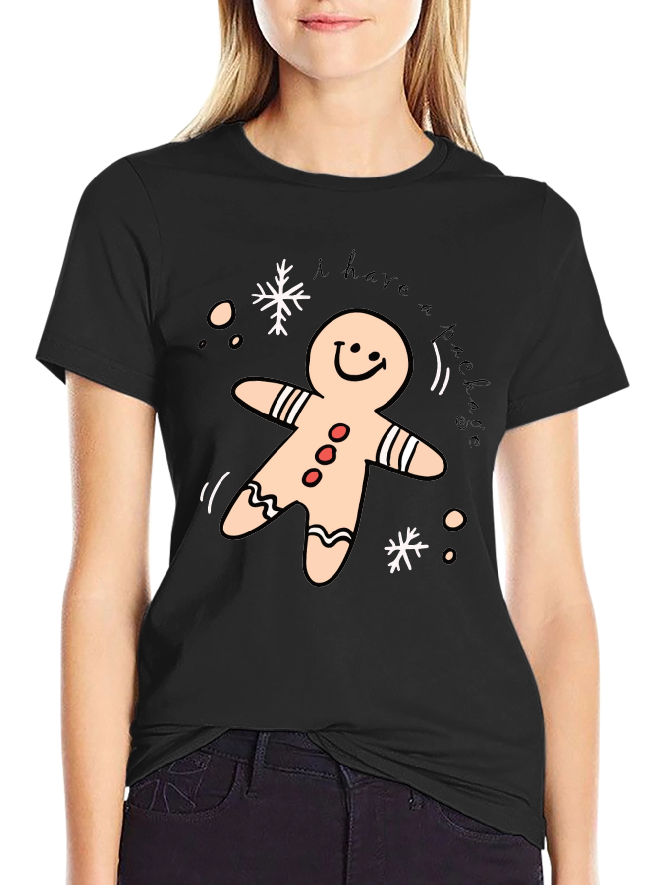 Black Festive Gingerbread T-Shirt view 2