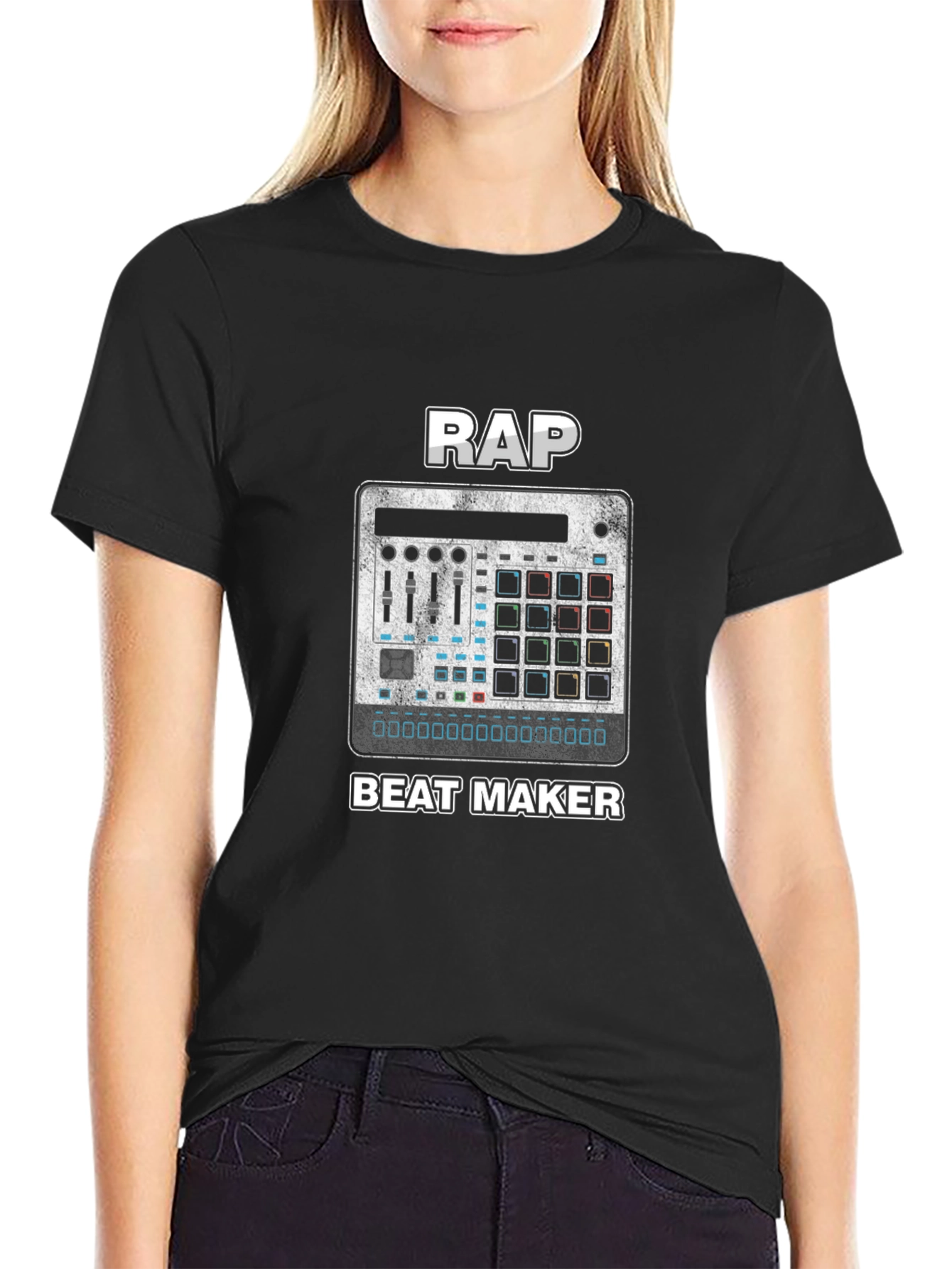 Black Rap Beat Maker T-Shirt - Music Producer Tee view 2