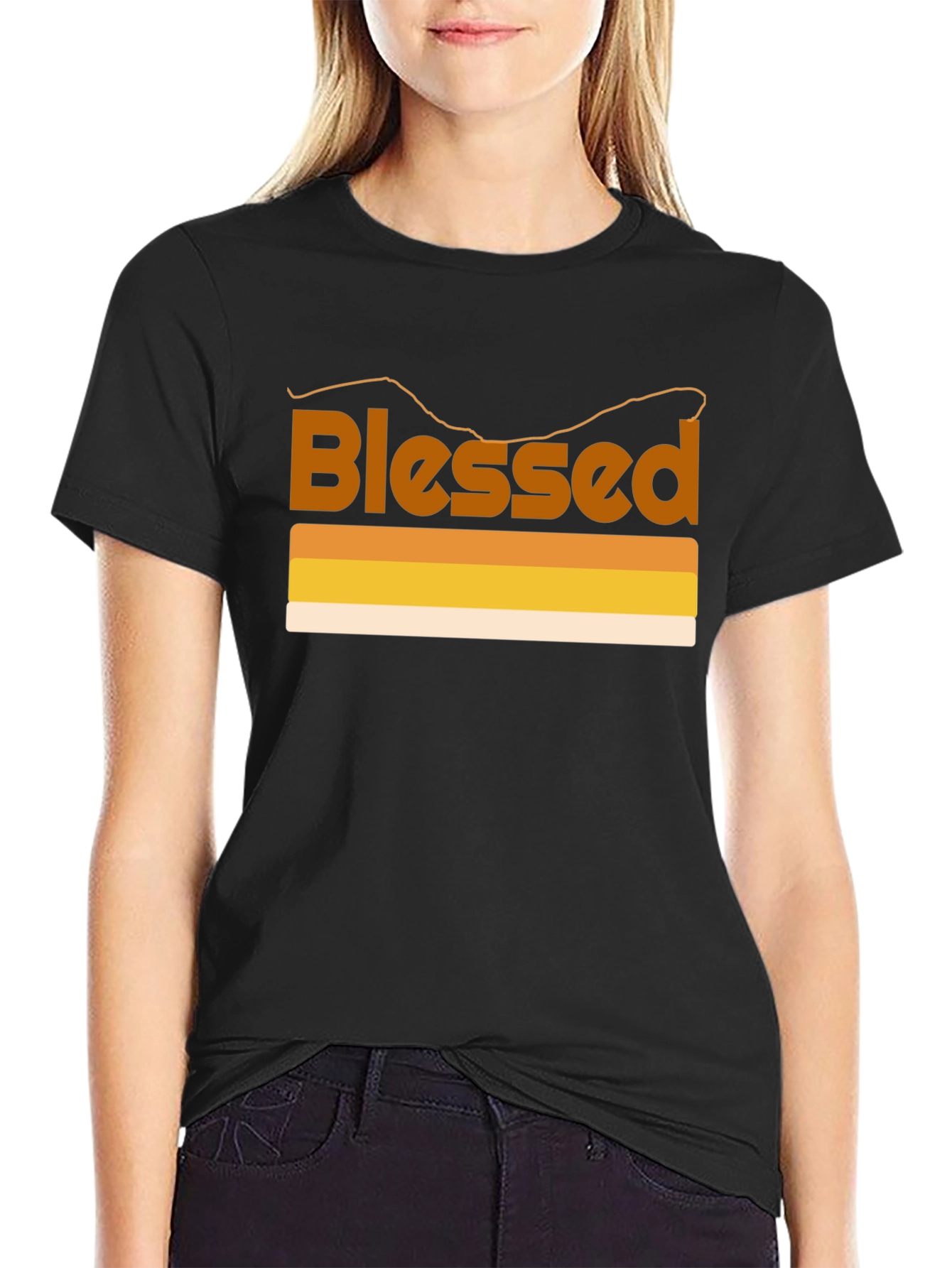 Black Blessed Graphic T-Shirt - Retro Style view 2