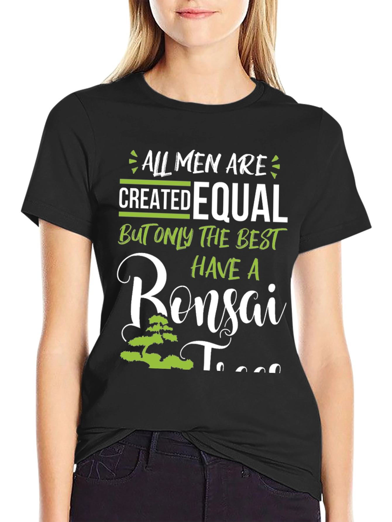Black Bonsai Tree T-Shirt - All Men Are Created Equal view 2