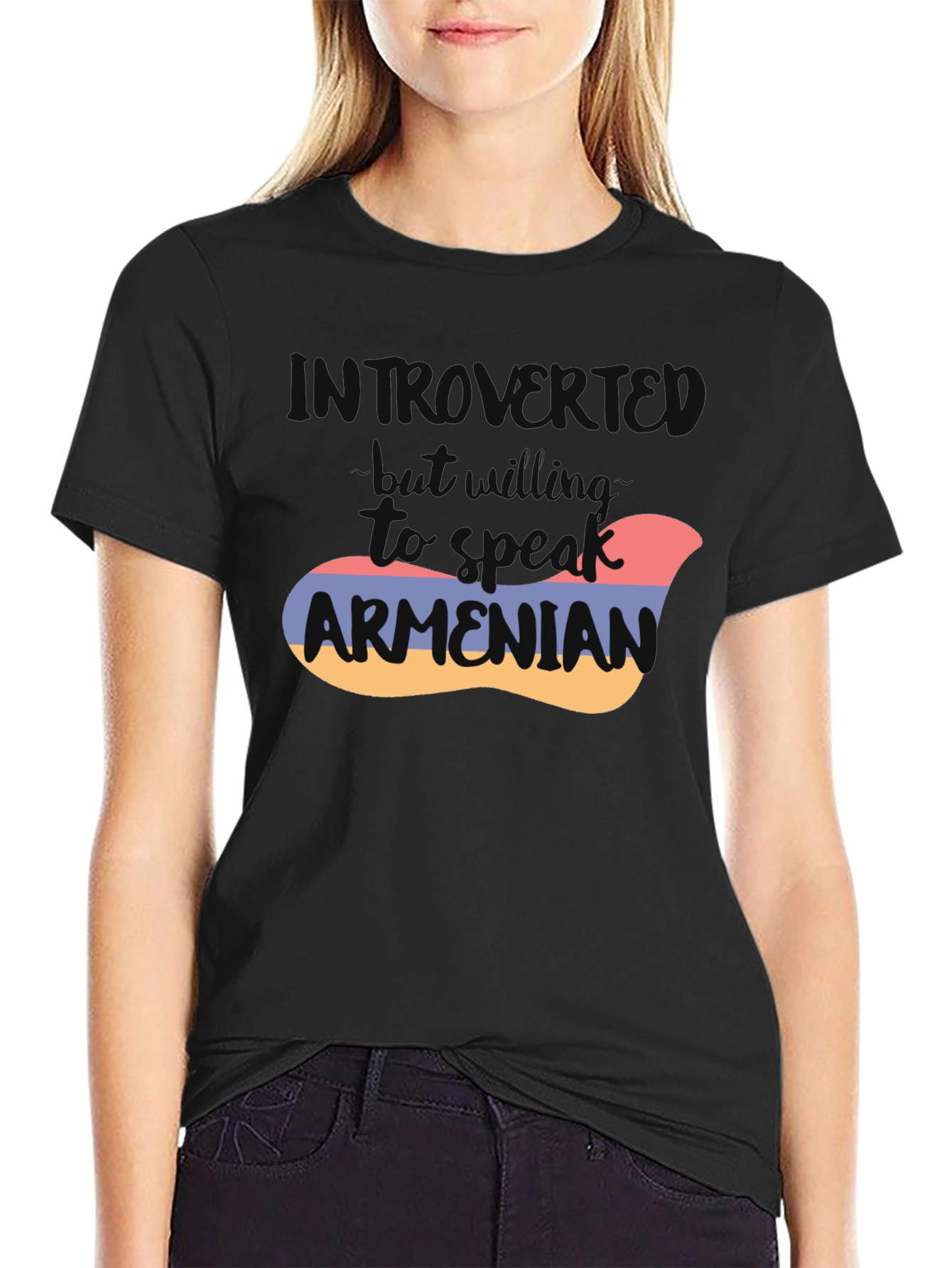 Black Introvert Armenian Flag T-Shirt view 2