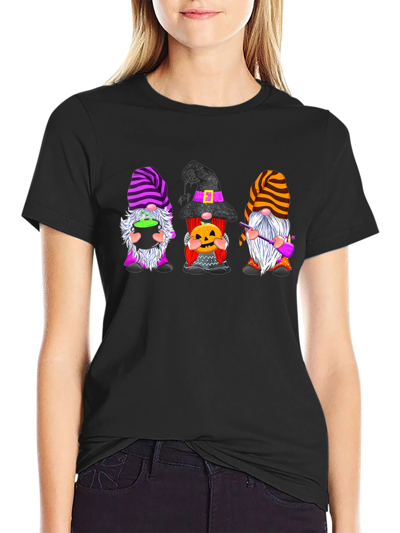 Black Halloween Gnome T-Shirt view 2
