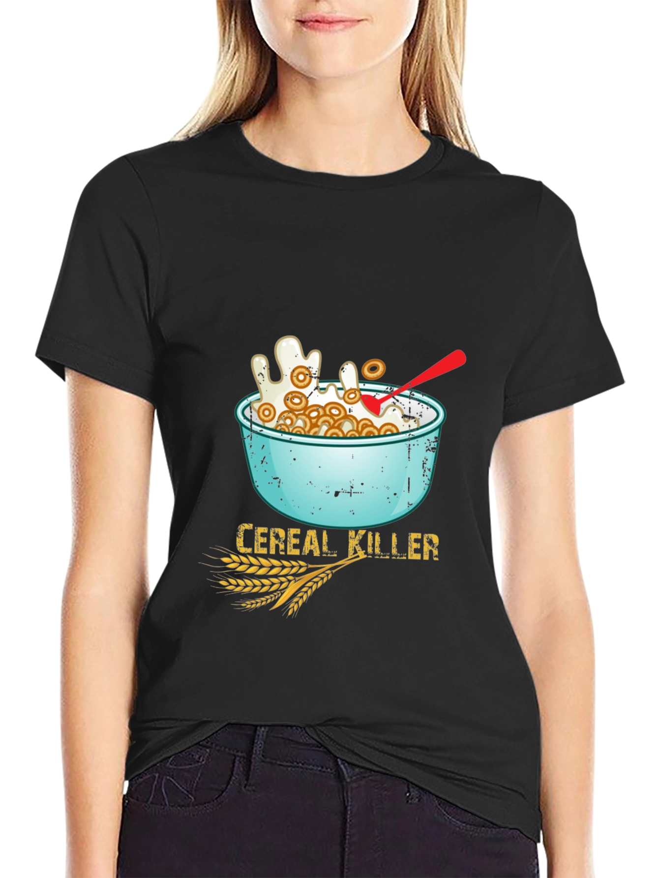 Black Cereal Killer T-Shirt - Funny Breakfast Pun Tee view 2
