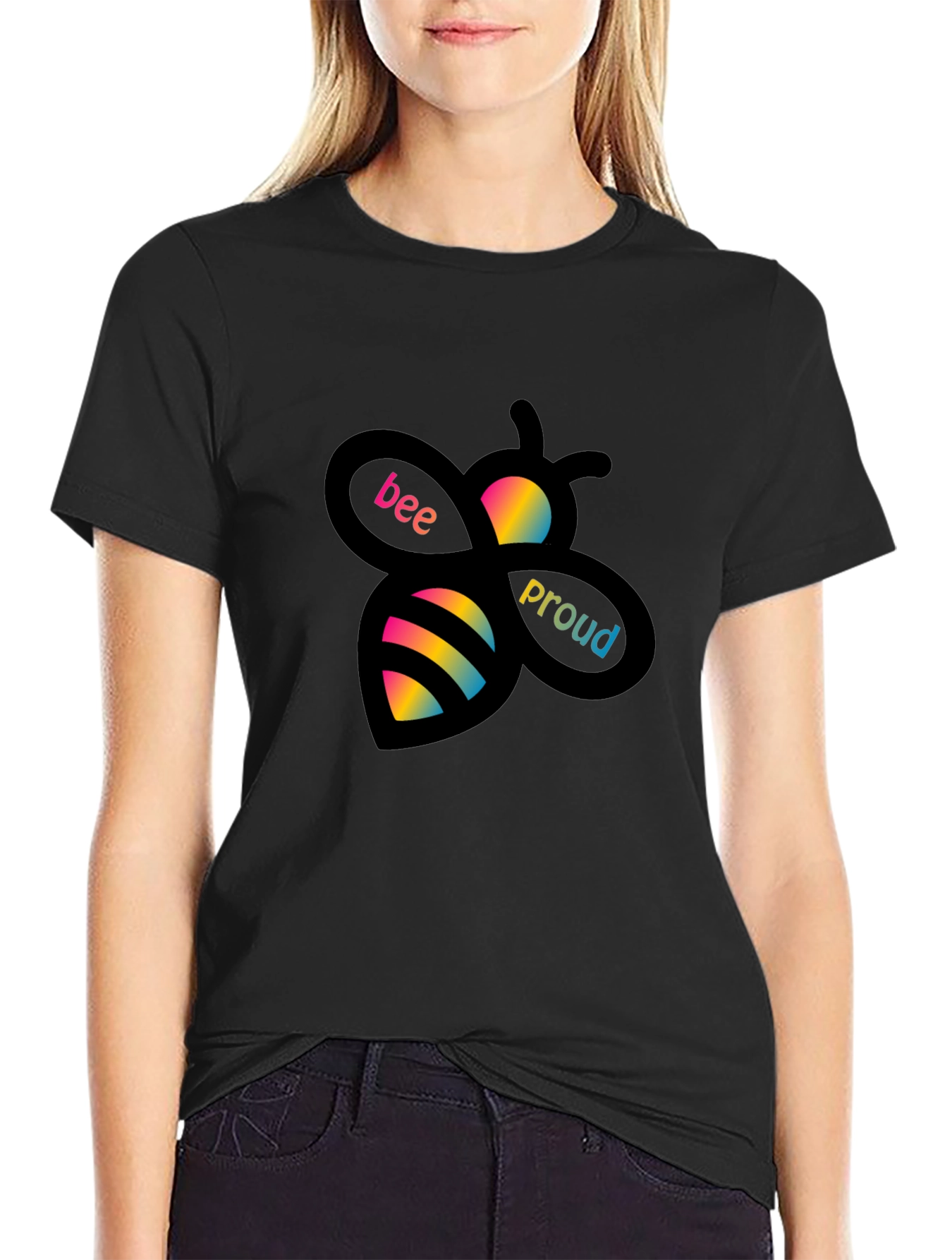 Black Bee Proud Graphic Tee - Black Cotton Blend view 2