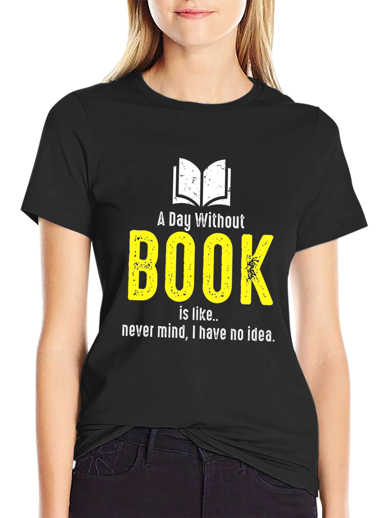 Black Funny Book Lover T-Shirt - A Day Without Book view 2