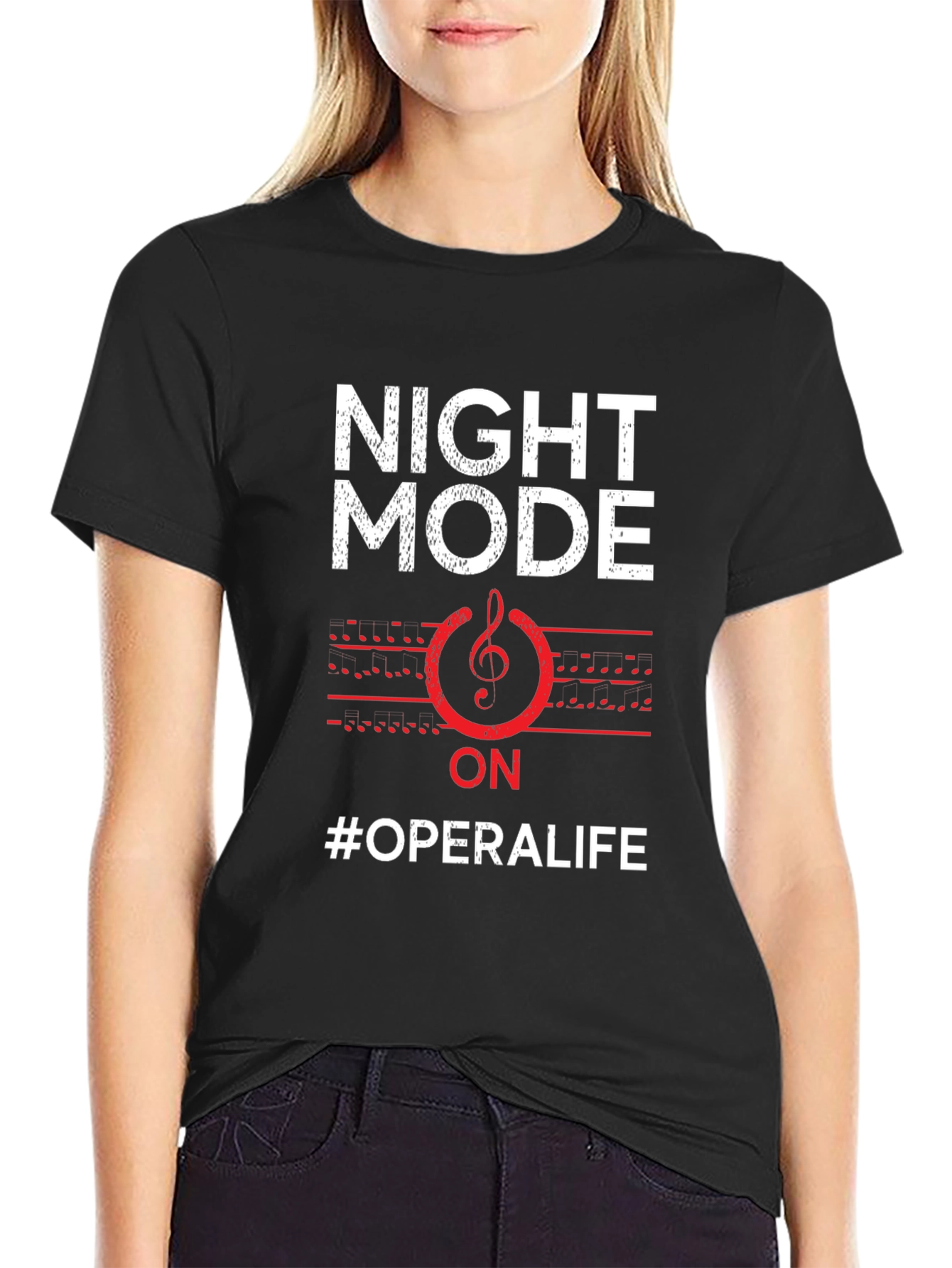 Black Night Mode Opera Life T-Shirt - Music Lover Tee view 2