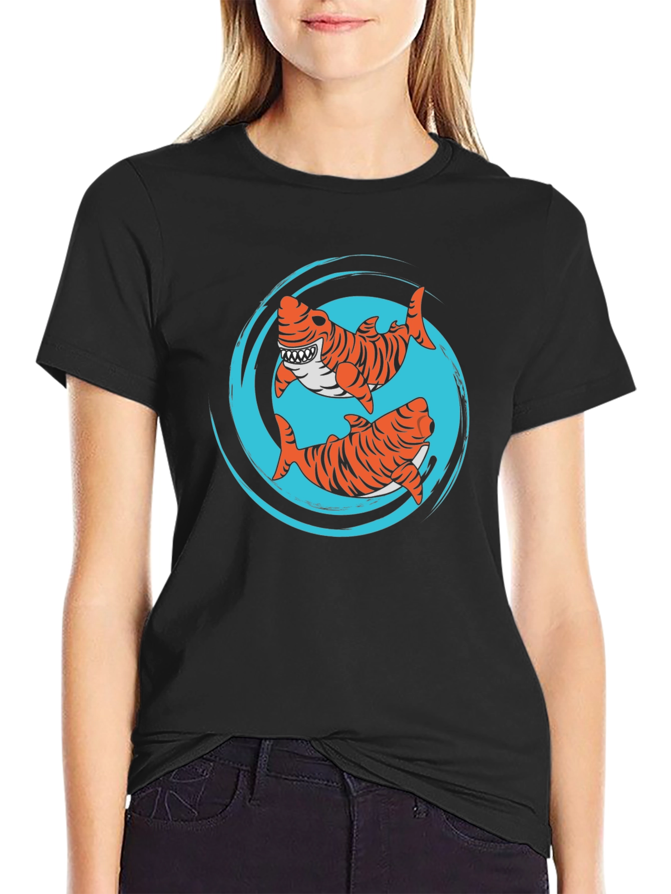 Black Tiger Shark T-Shirt - Cool Graphic Tee view 2