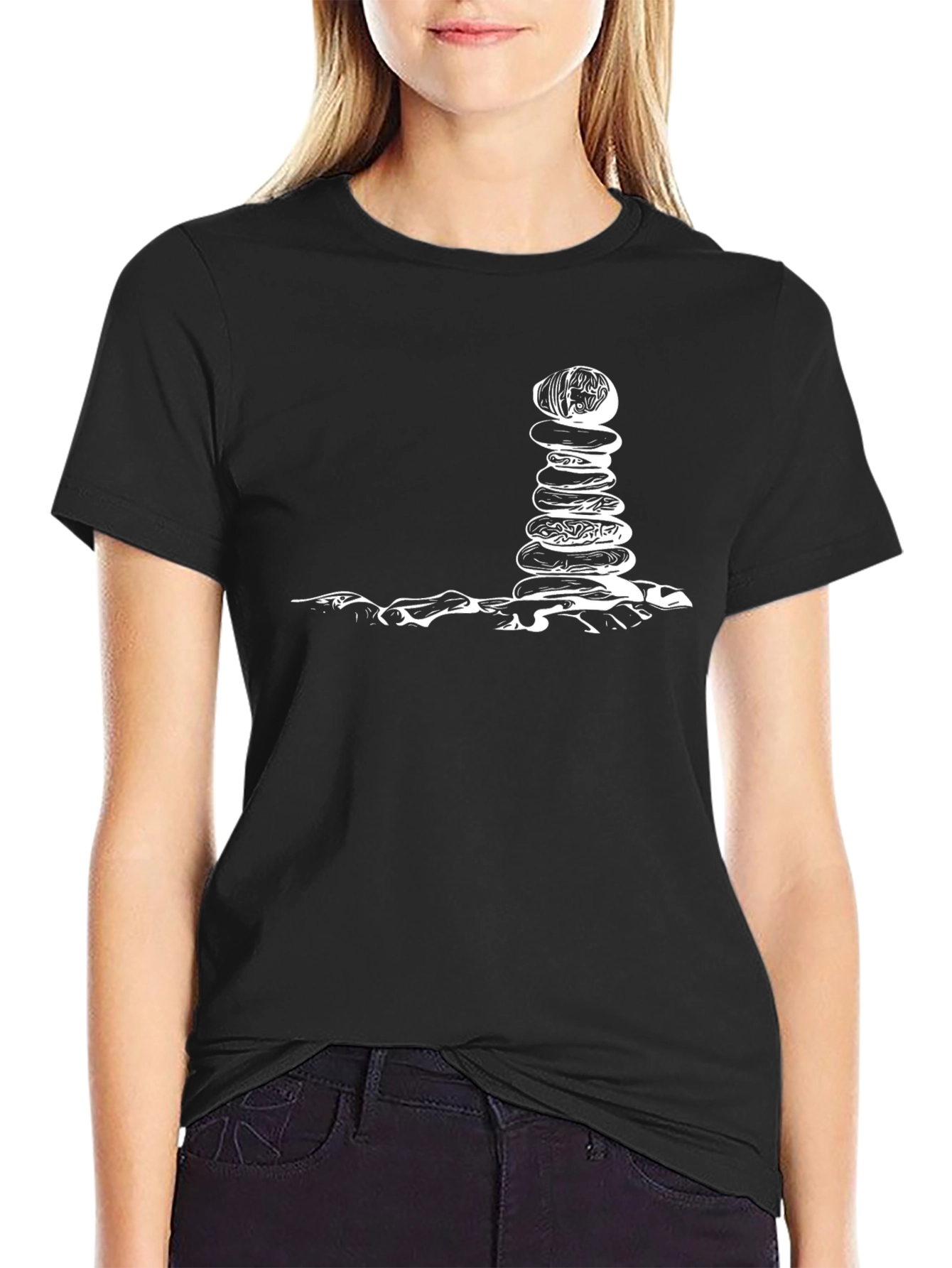 Black Stacked Stone Zen T-Shirt view 2