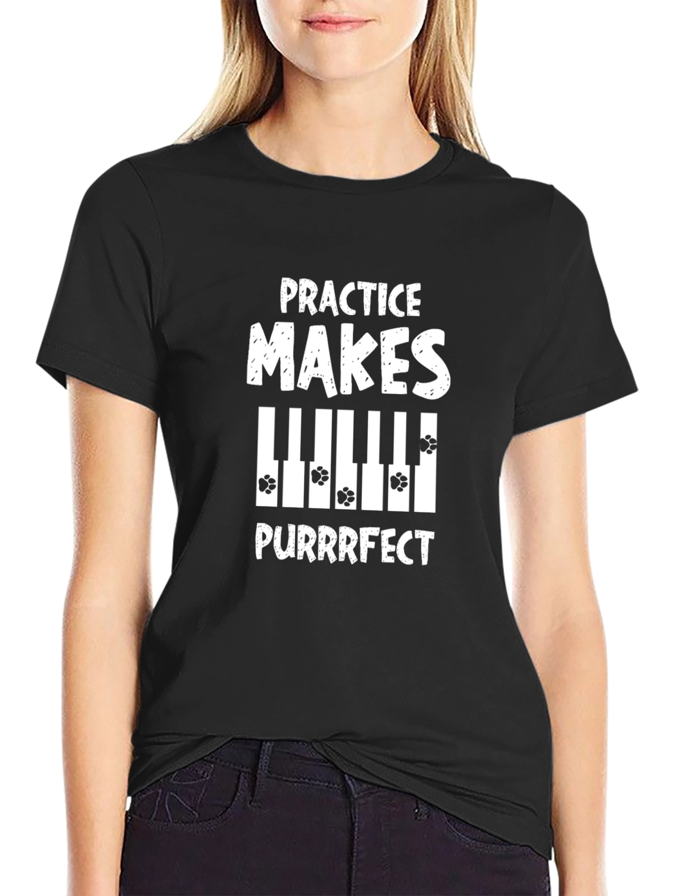 Black Practice Makes Purrrfect T-Shirt view 2