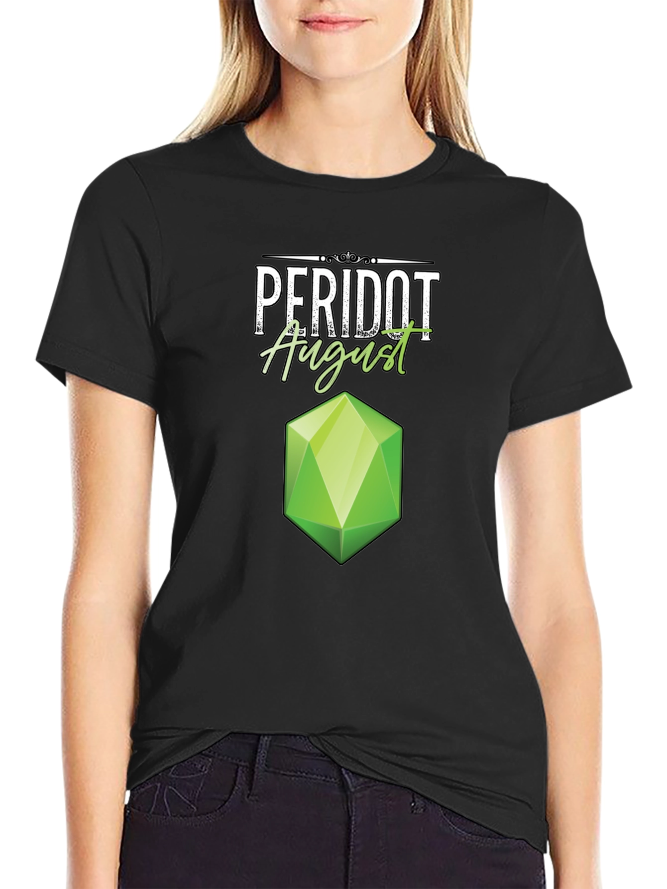 Black Peridot August Gemstone T-Shirt view 2